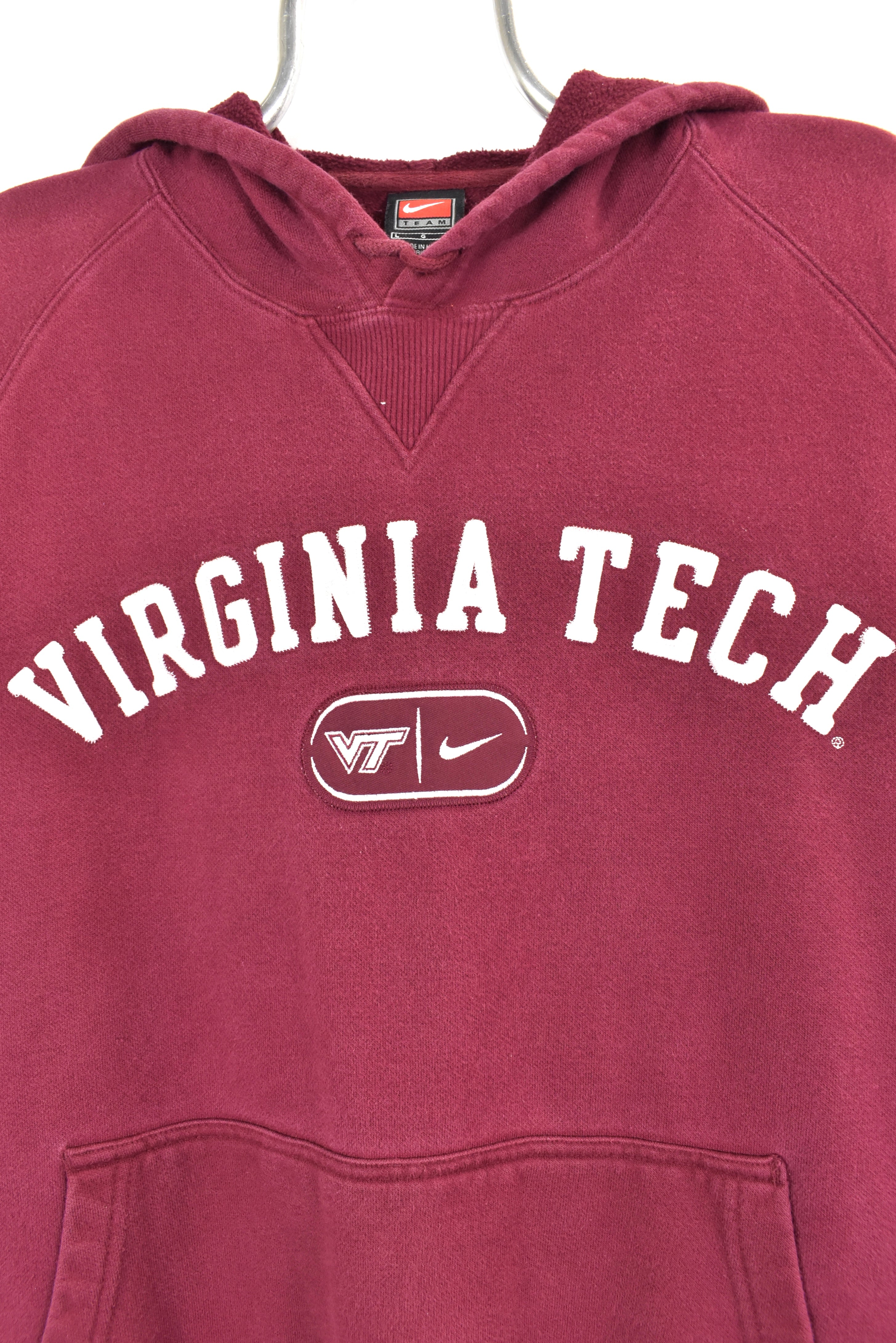 VINTAGE NIKE VIRGINIA TECH UNIVERSITY BURGUNDY HOODIE | XL COLLEGE