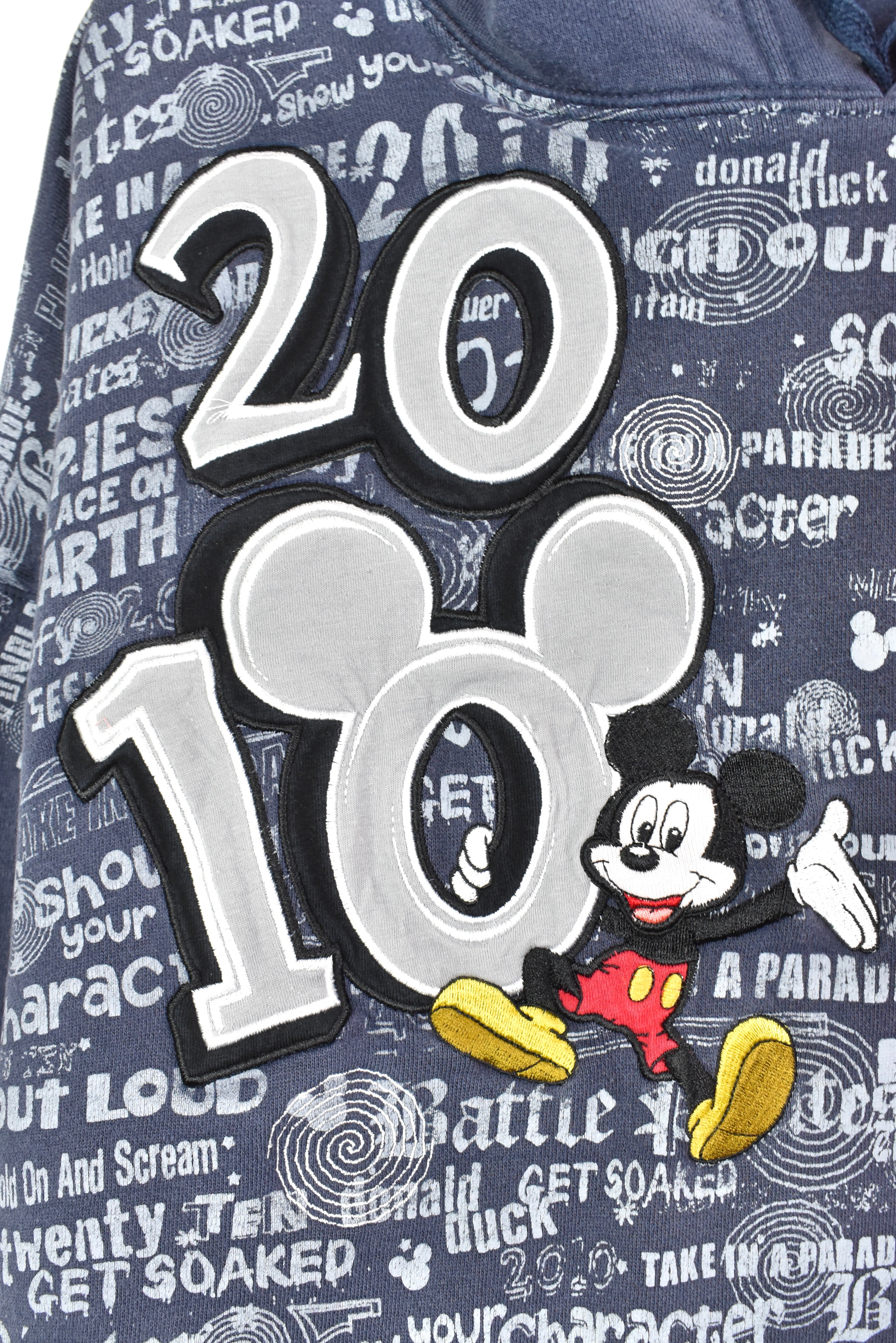 Modern Disney hoodie, 2010 Mickey Mouse embroidered sweatshirt - XXL, grey DISNEY / CARTOON