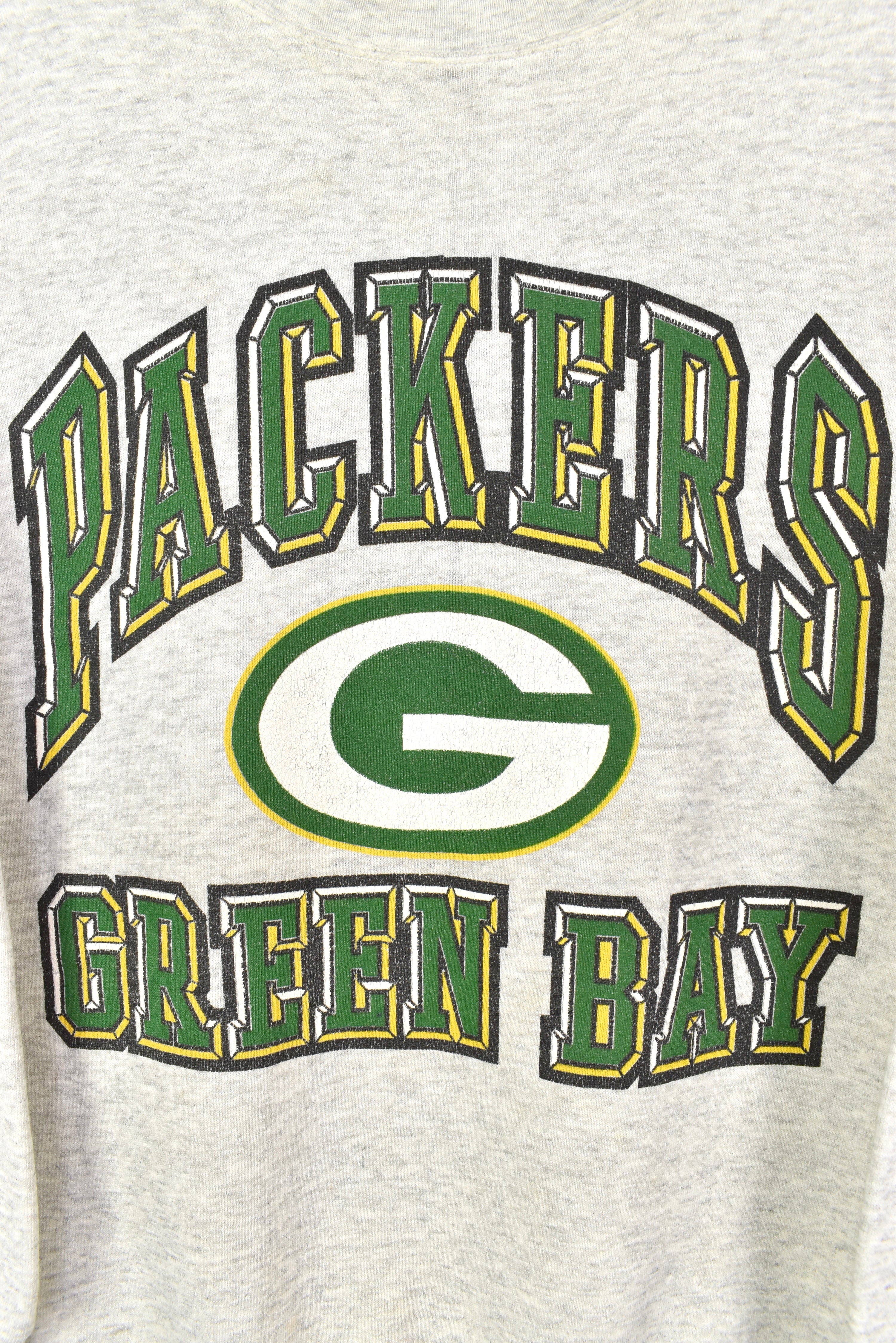 VINTAGE NFL GREEN BAY PACKERS GREY SWEATSHIRT | LARGE PRO SPORT
