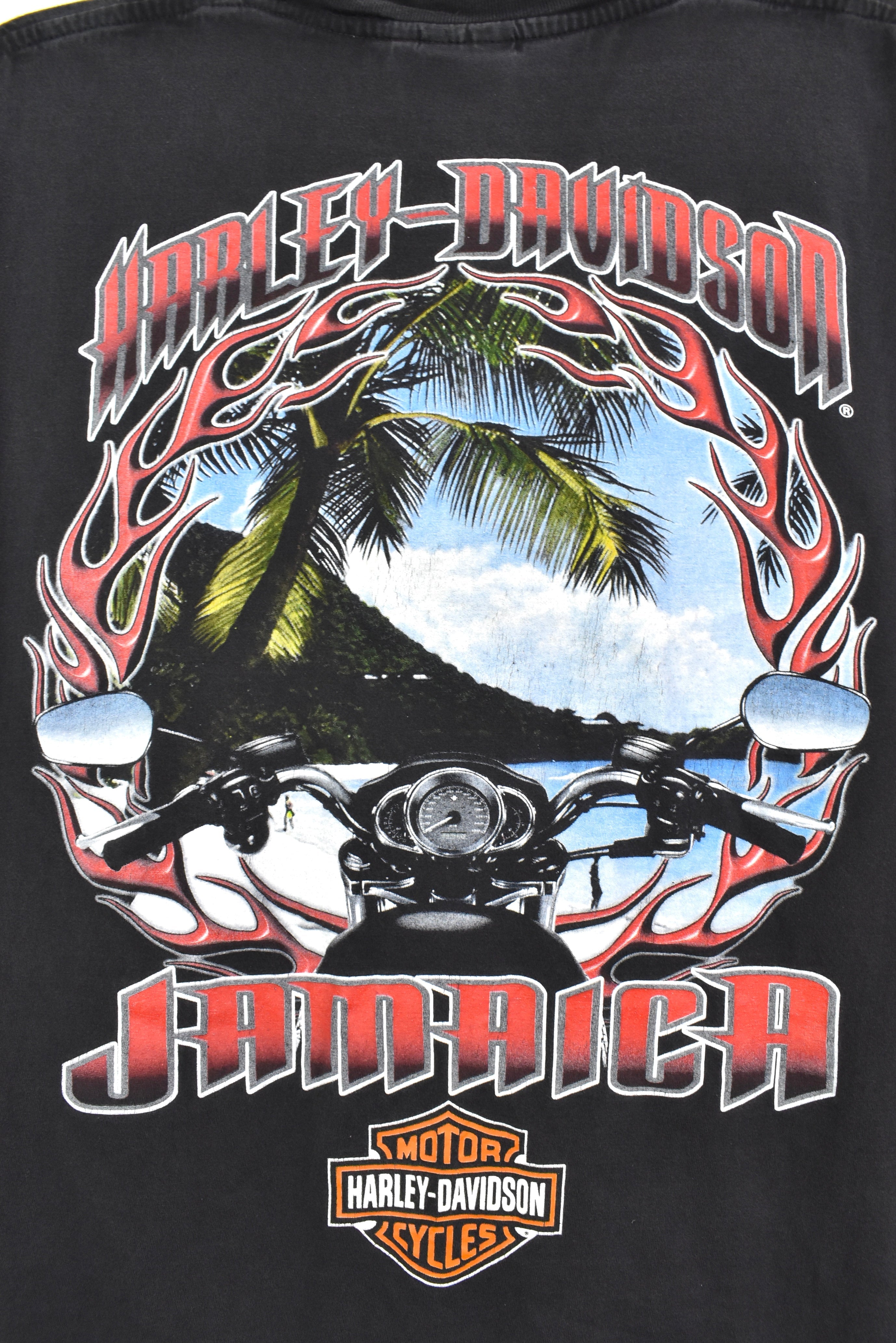 Vintage Harley Davidson shirt, black Jamaica graphic tee - AU XL HARLEY DAVIDSON