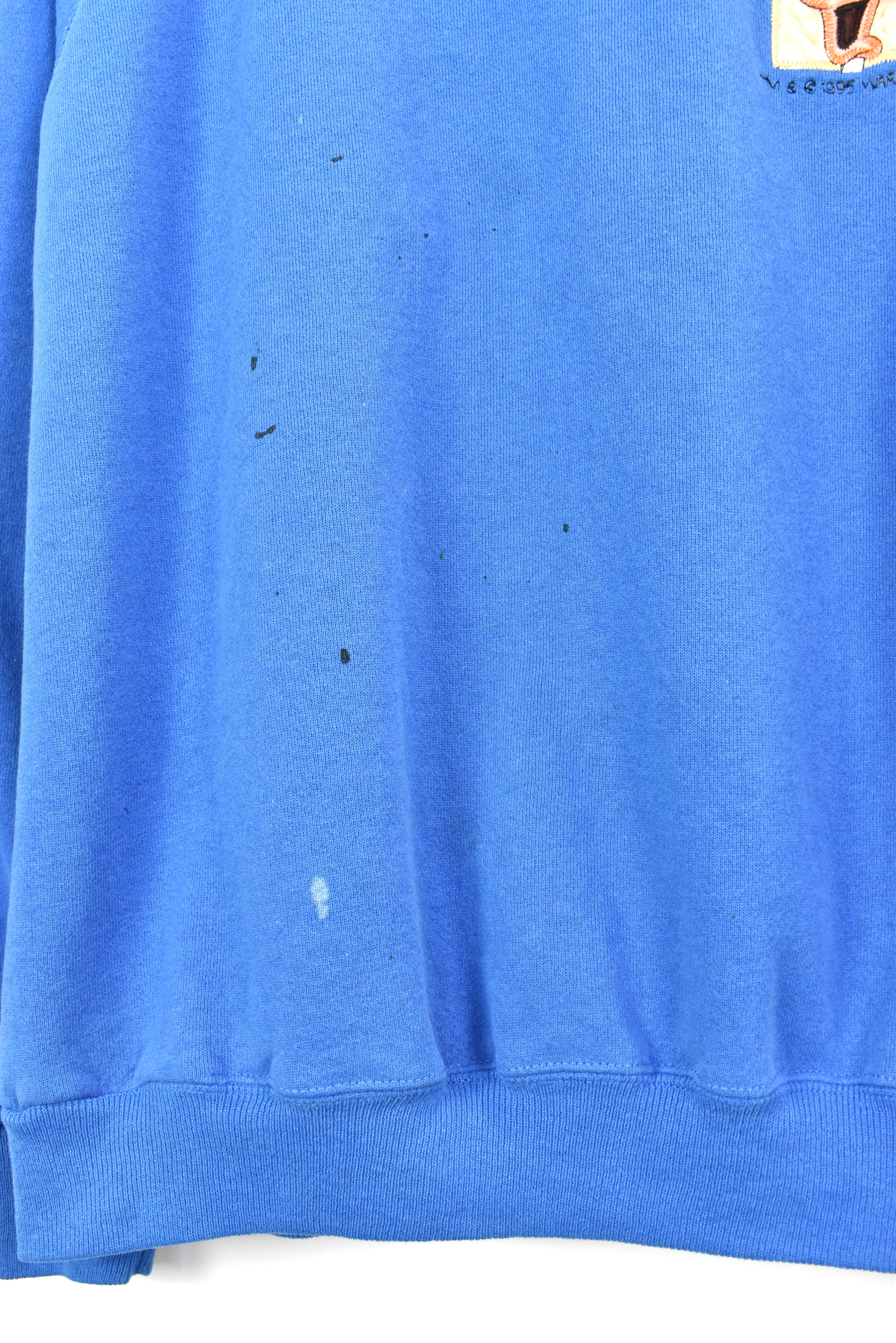 Vintage Daffy Duck sweatshirt, 1995 Warner Bros embroidered crewneck - large, blue DISNEY / CARTOON