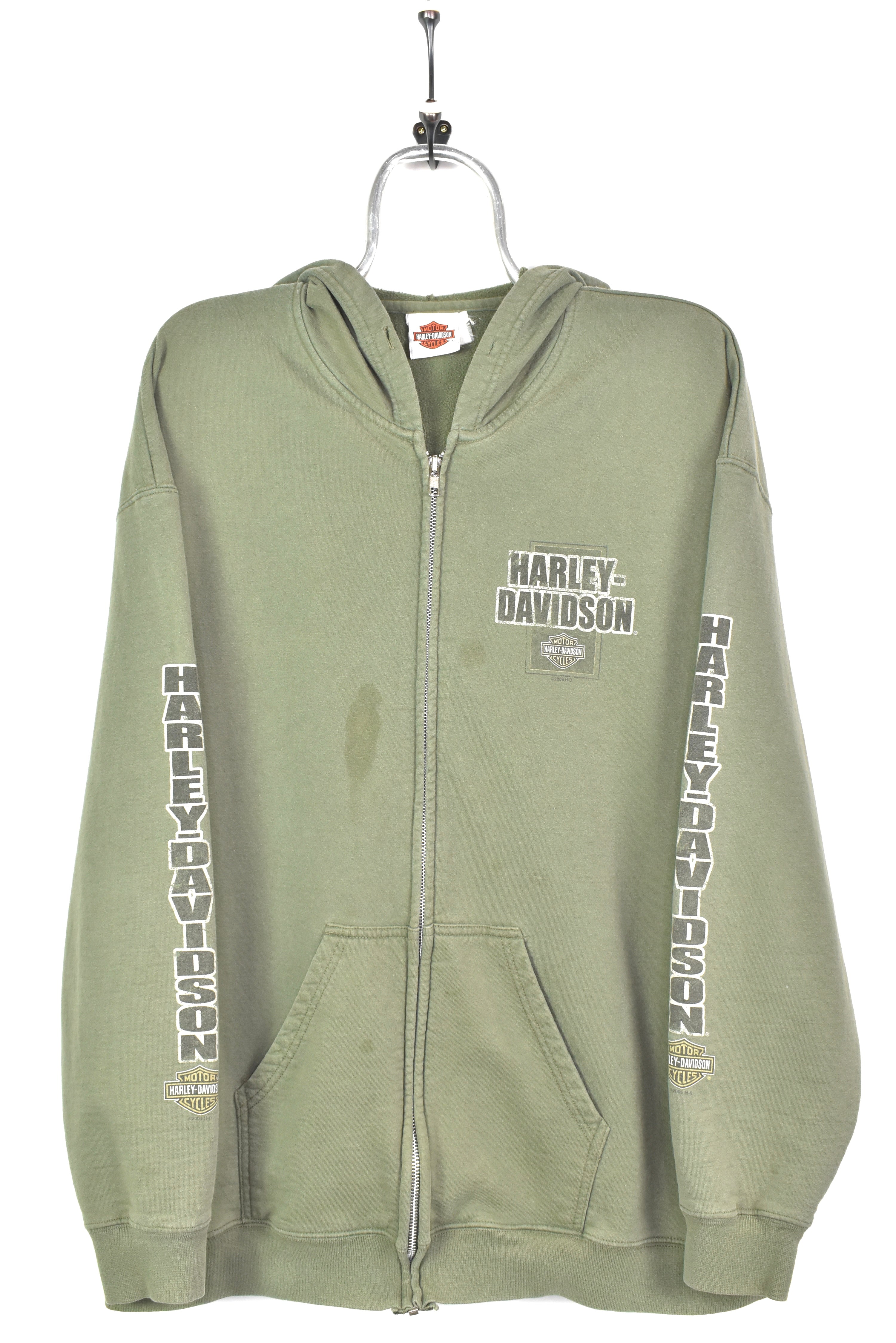 VINTAGE HARLEY DAVIDSON GREEN HOODIE | XL HARLEY DAVIDSON