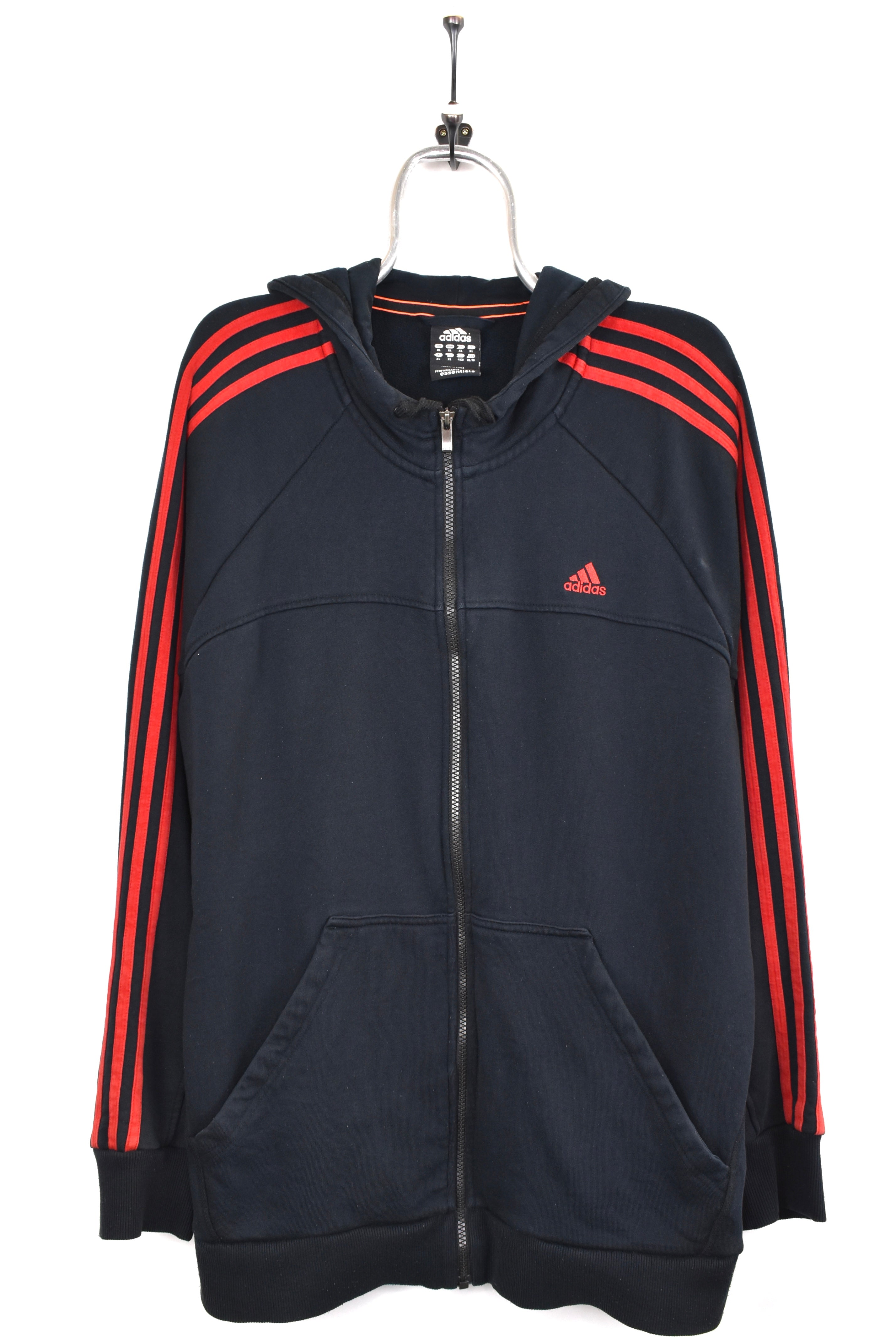 Modern Adidas hoodie, black embroidered sweatshirt - AU XL ADIDAS