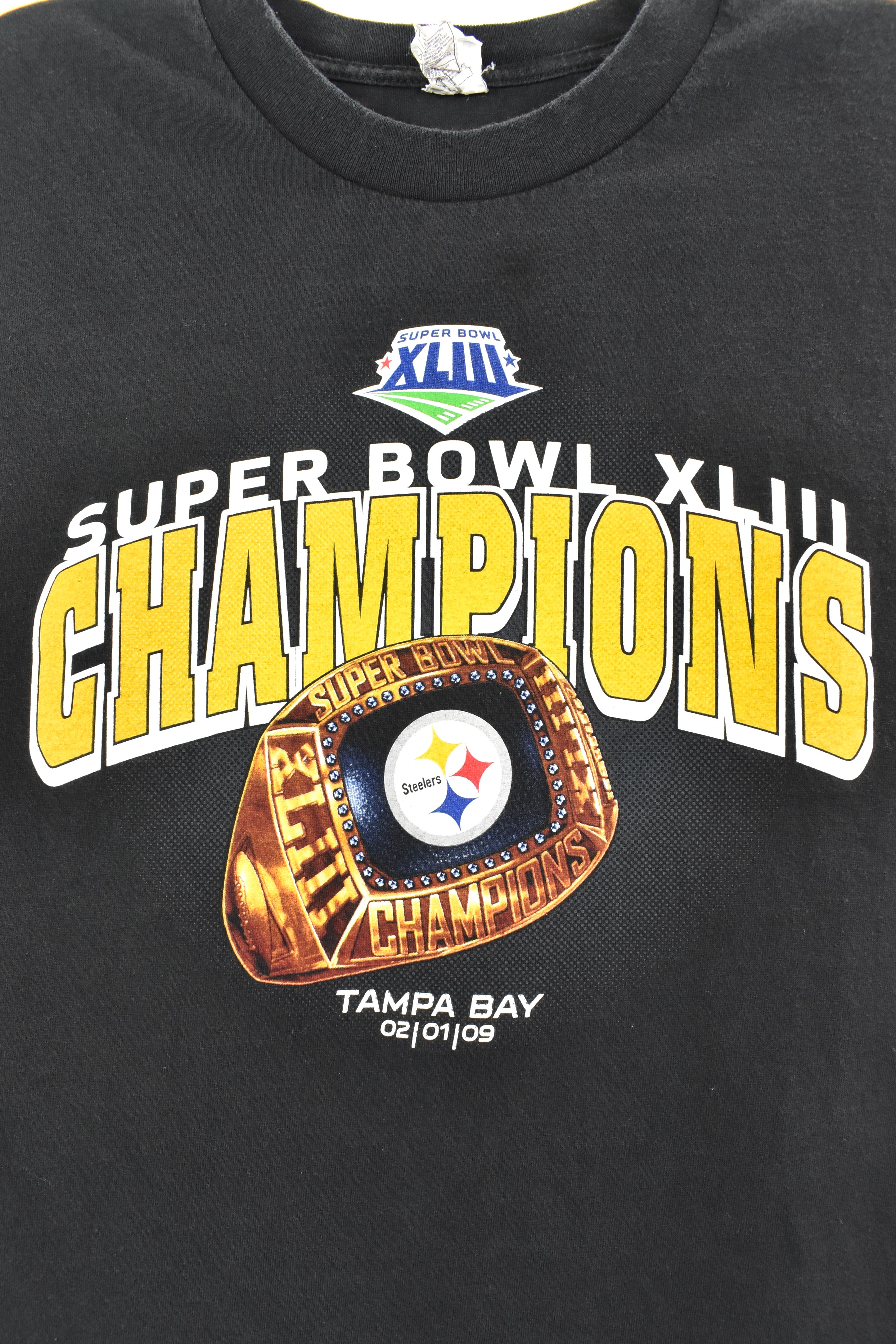 Modern Pittsburgh Steelers shirt, NFL 2009 Super Bowl graphic tee - large, black PRO SPORT