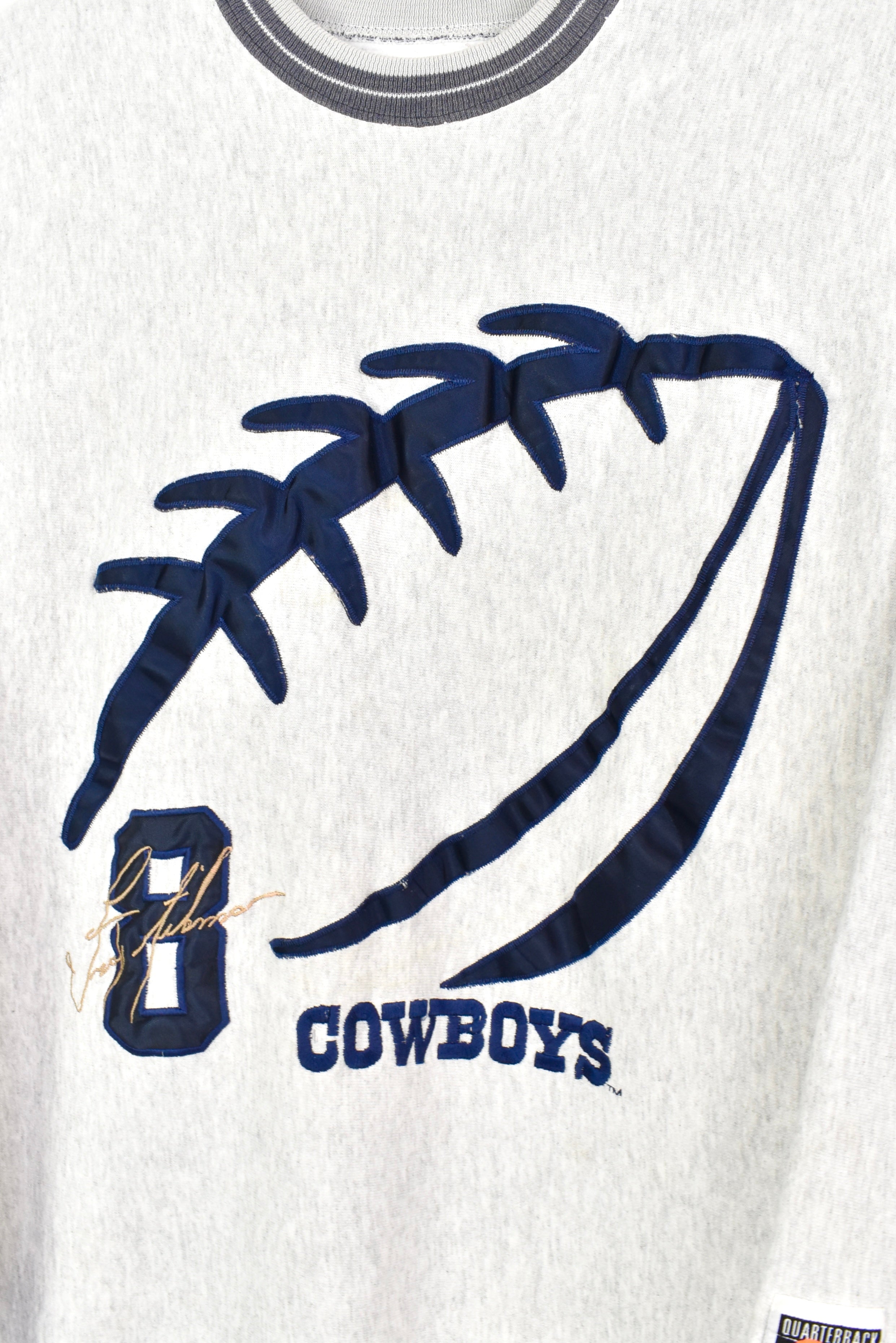 VINTAGE NFL DALLAS COWBOYS EMBROIDERED GREY SWEATSHIRT | LARGE PRO SPORT