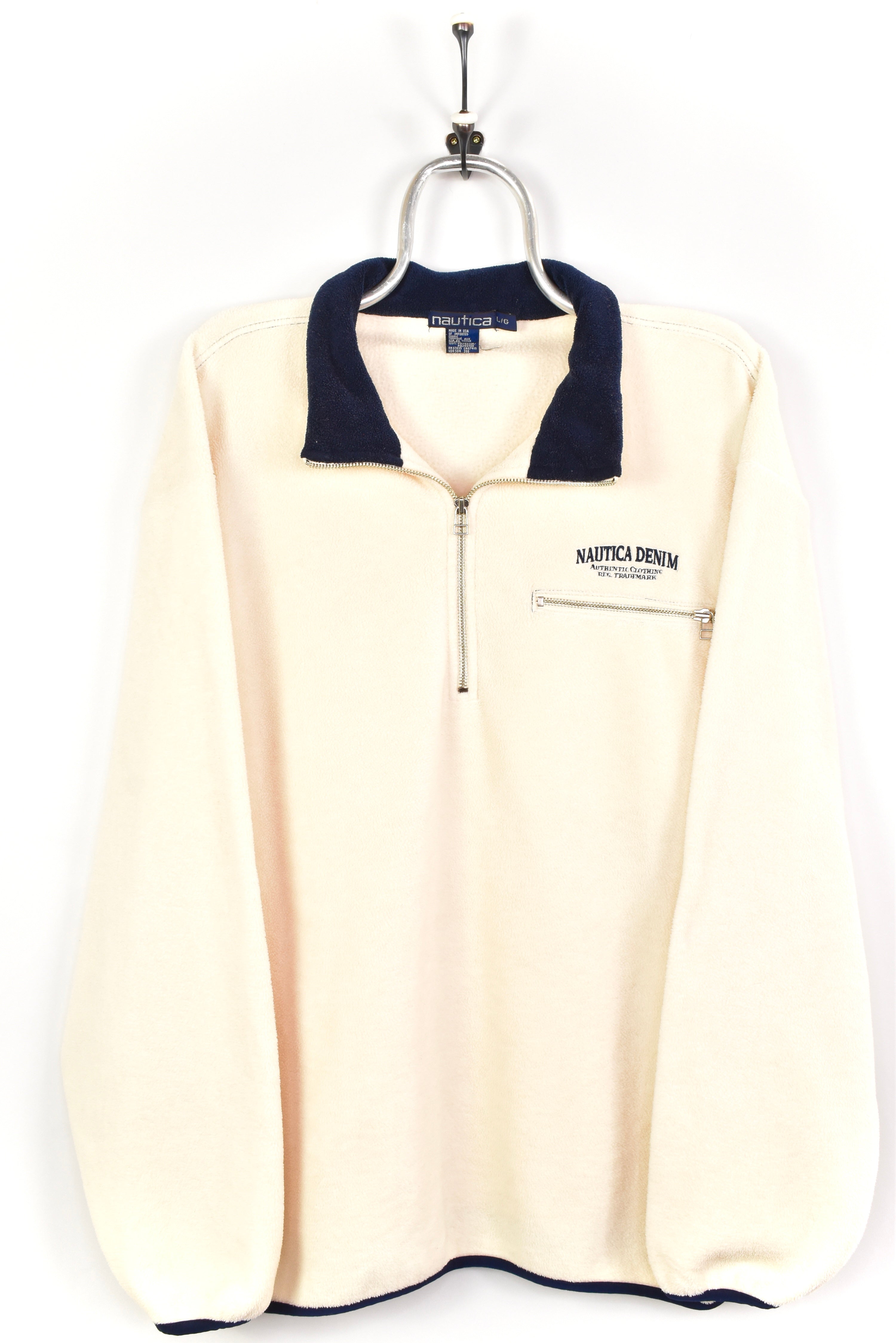VINTAGE NAUTICA EMBROIDERED 1/4 ZIP FLEECE SWEATSHIRT | XL NAUTICA