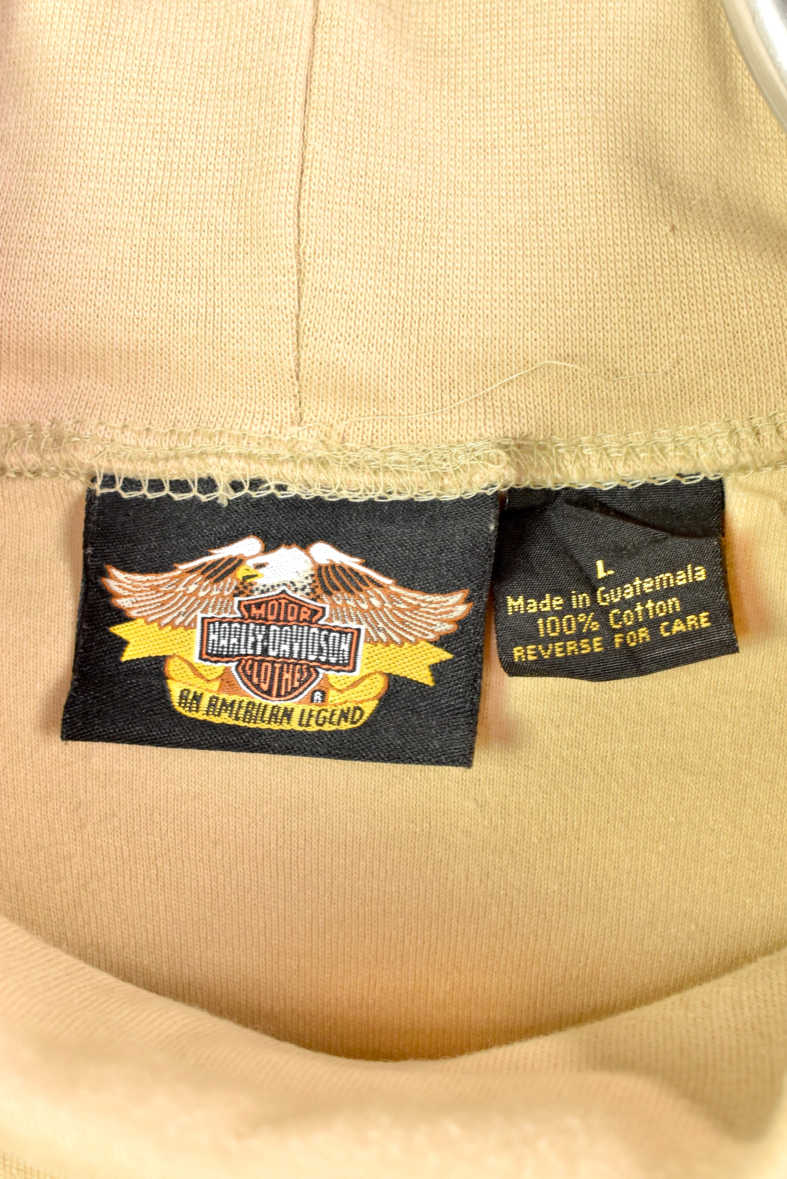 Modern Harley Davidson sweatshirt, long sleeve embroidered turtleneck - large, brown HARLEY DAVIDSON