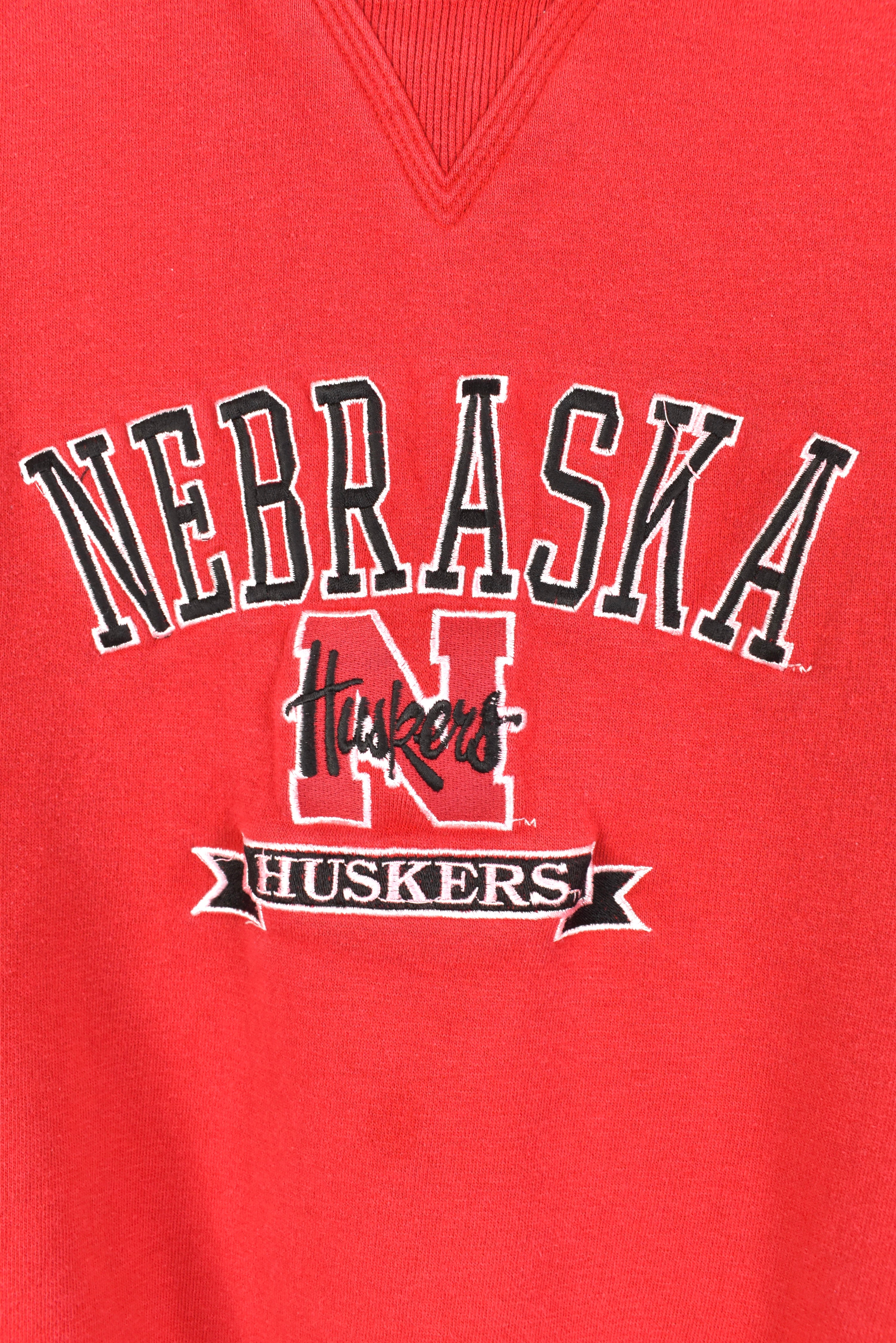 VINTAGE NEBRASKA UNIVERSITY EMBROIDERED RED SWEATSHIRT | XXL COLLEGE