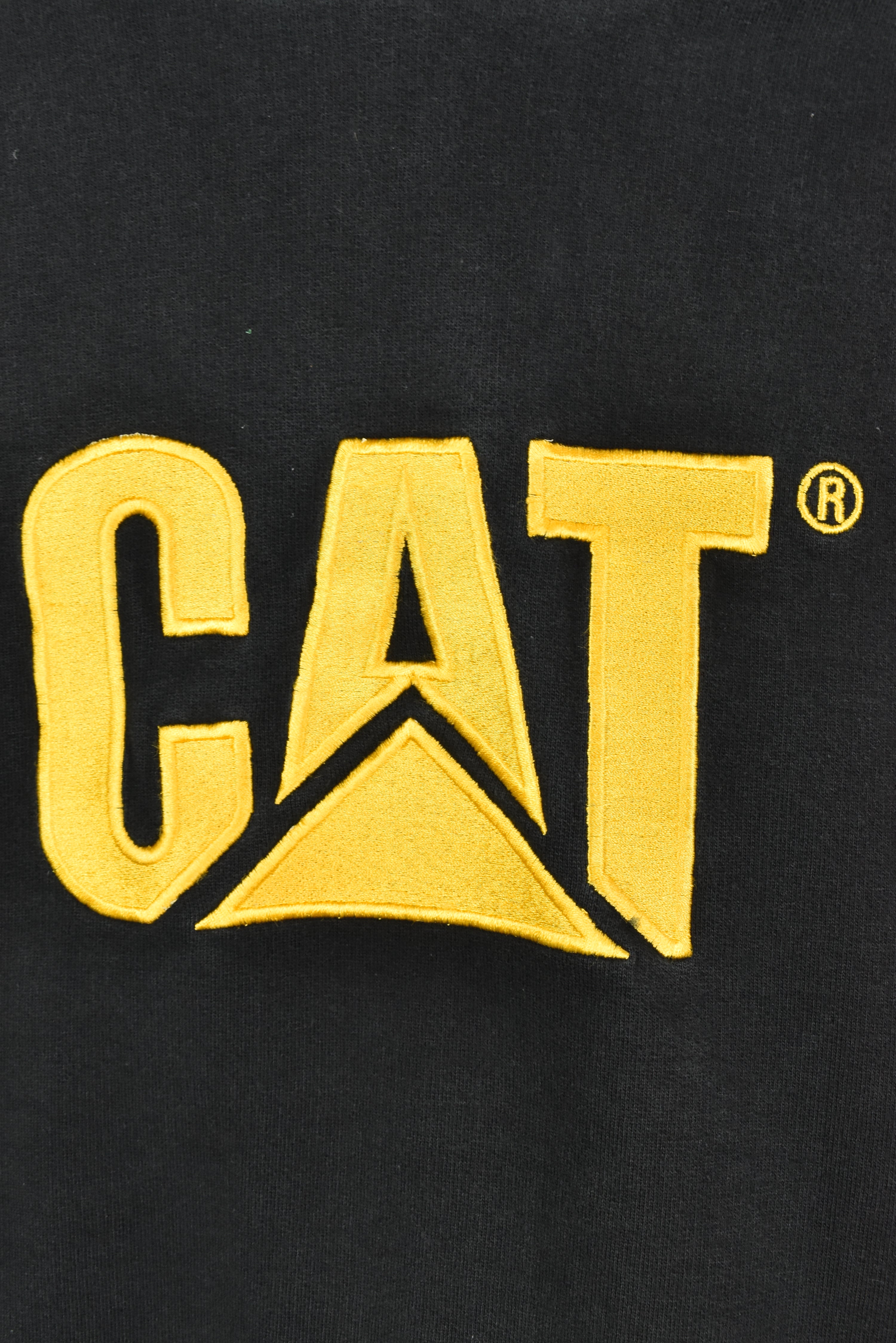 VINTAGE CATERPILLAR EMBROIDERED BLACK HOODIE | XXL OTHER