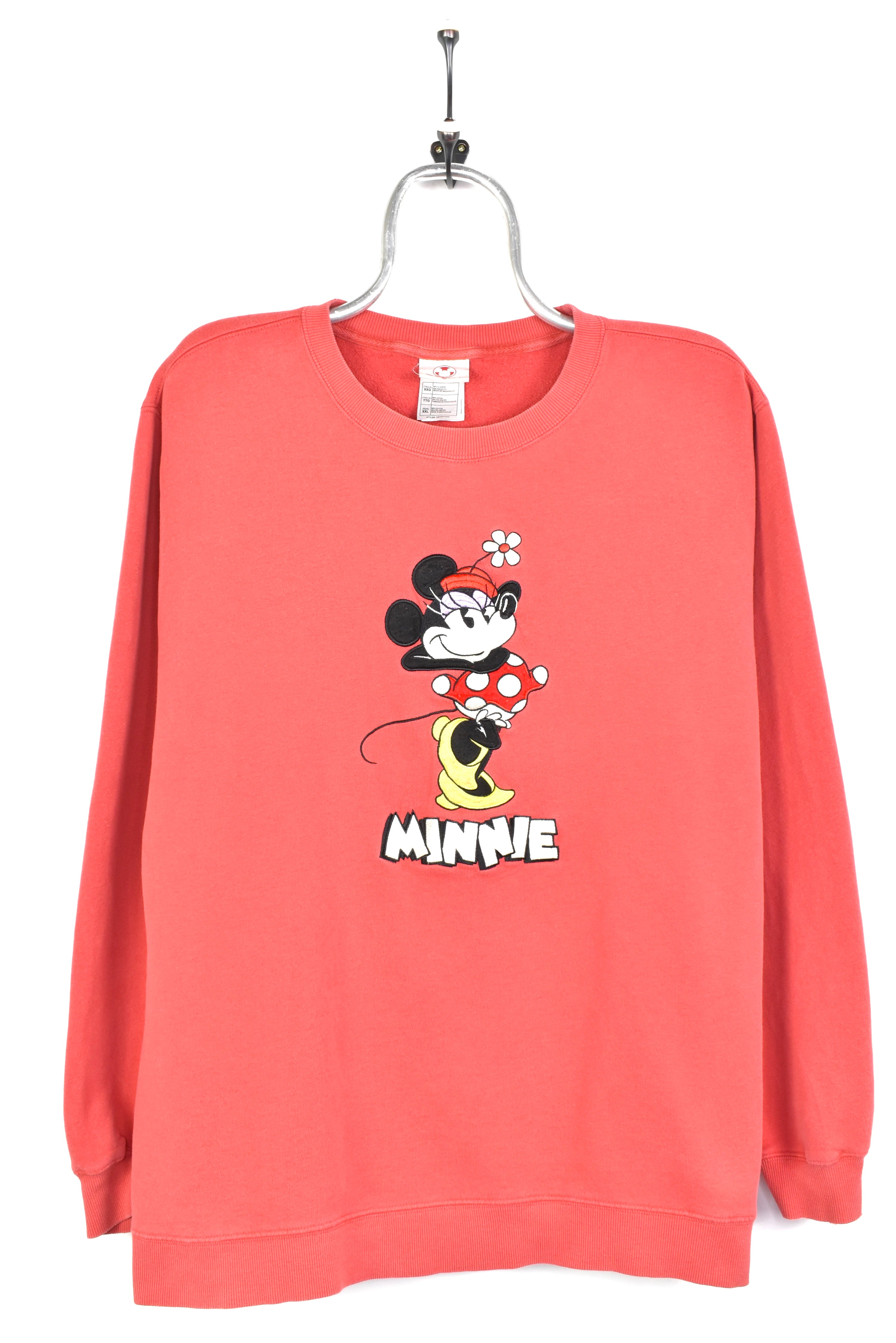 VINTAGE DISNEY MINNIE MOUSE EMBROIDERED PINK SWEATSHIRT | XXL DISNEY / CARTOON