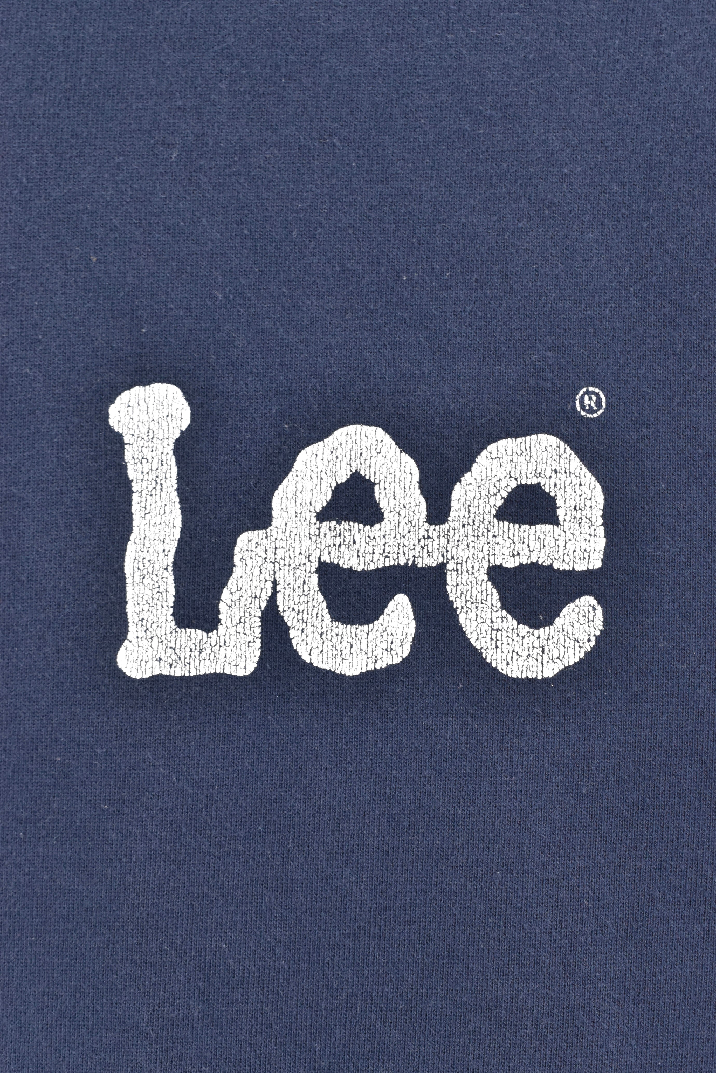 Vintage Lee hoodie, long sleeve graphic sweatshirt - medium, navy blue LEE