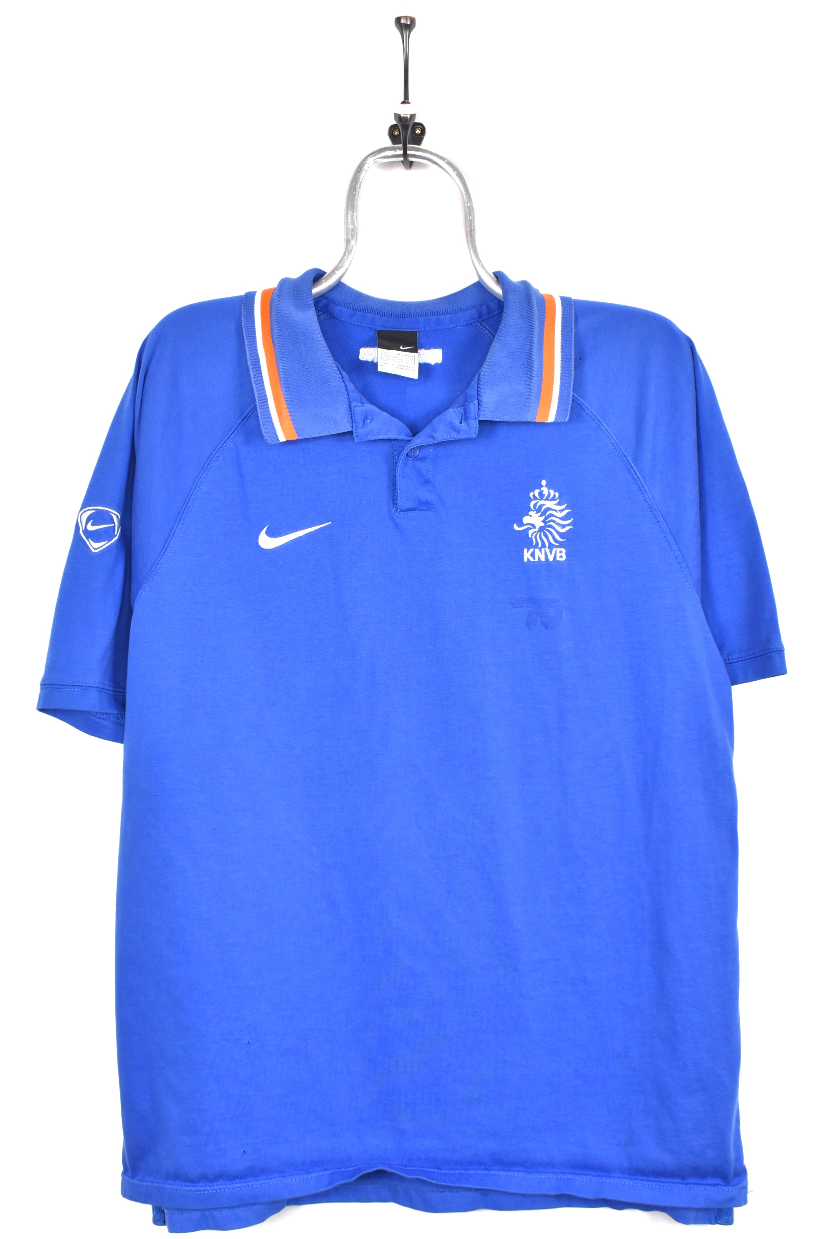 Vintage Nike polo shirt, blue soccer embroidered tee - AU M NIKE