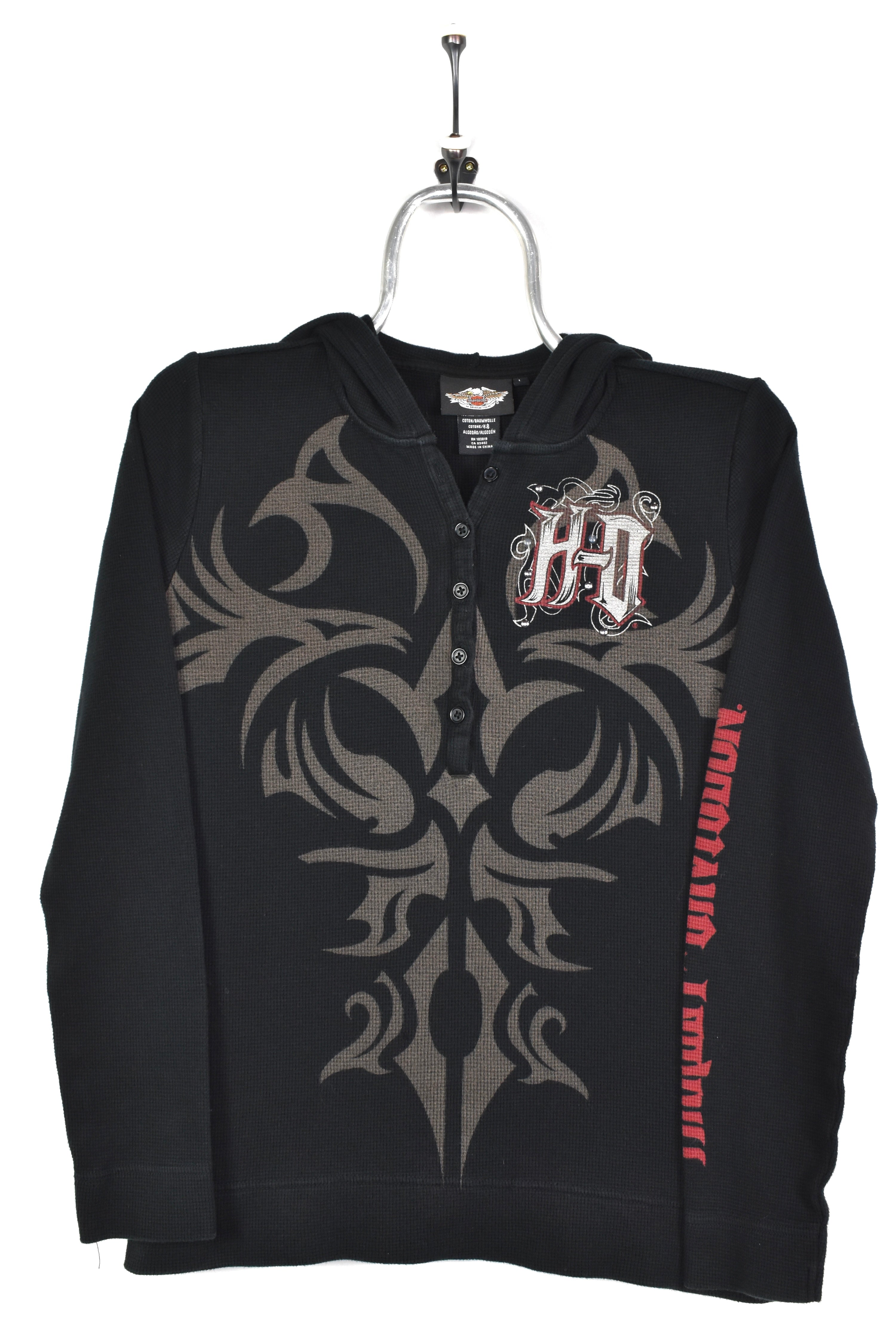 VINTAGE WOMEN'S HARLEY DAVIDSON BLACK HOODIE | MEDIUM HARLEY DAVIDSON