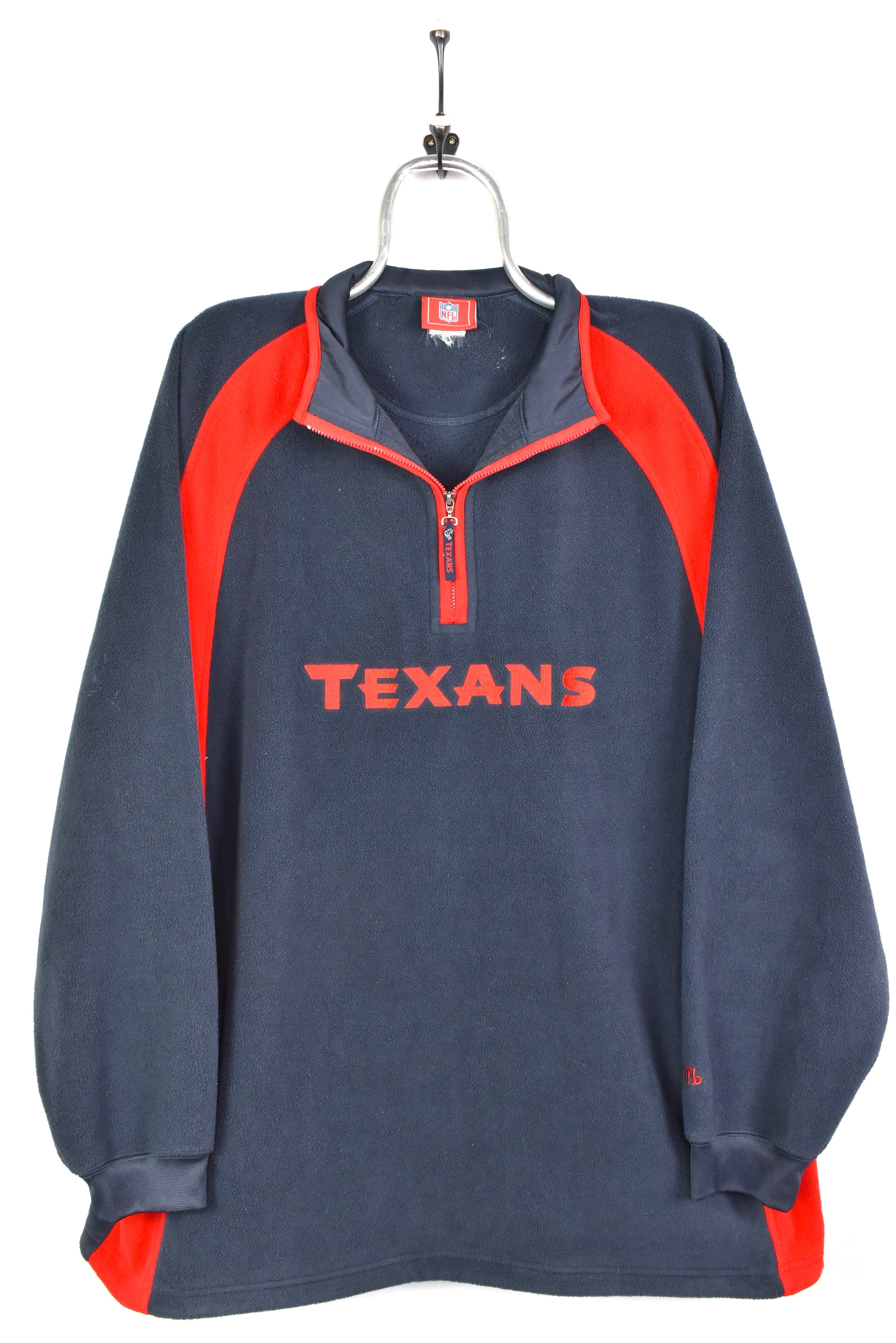 VINTAGE NFL HOUSTON TEXANS EMBROIDERED FLEECE 1/4 ZIP SWEATSHIRT | XL PRO SPORT