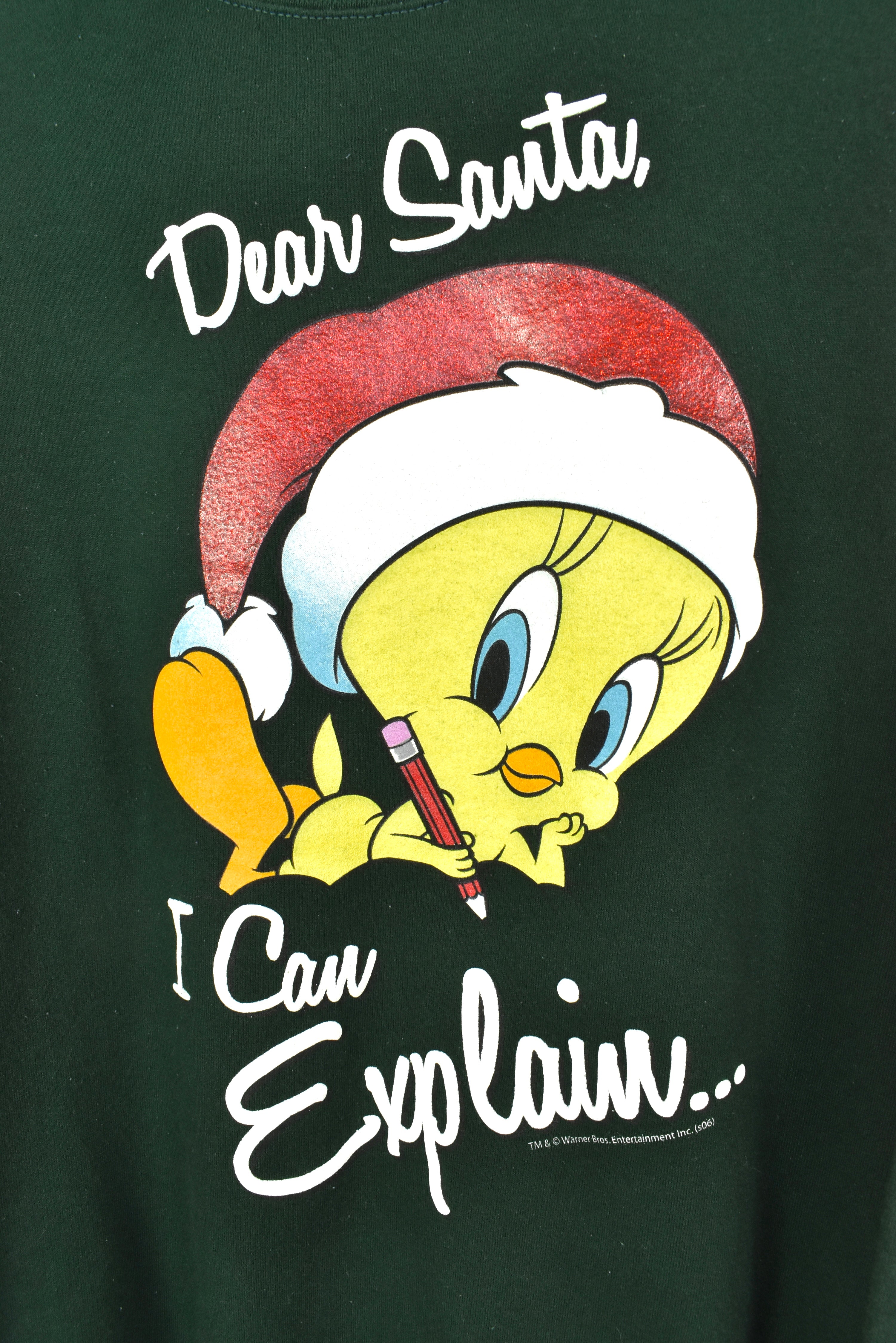 VINTAGE TWEETY CHRISTMAS GREEN SWEATSHIRT | XL DISNEY / CARTOON