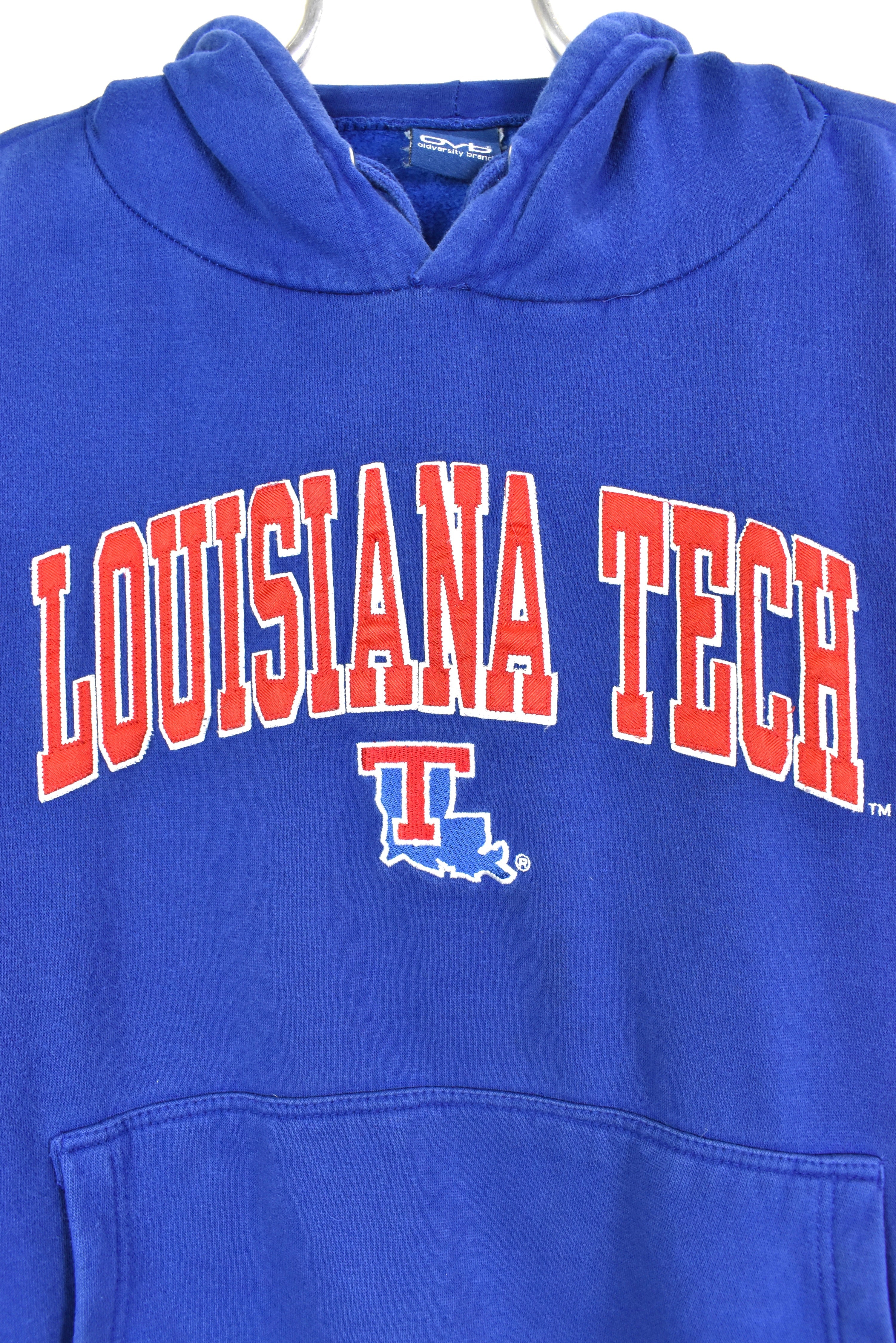 Vintage Louisiana Tech University hoodie, blue embroidered sweatshirt - AU XXL COLLEGE