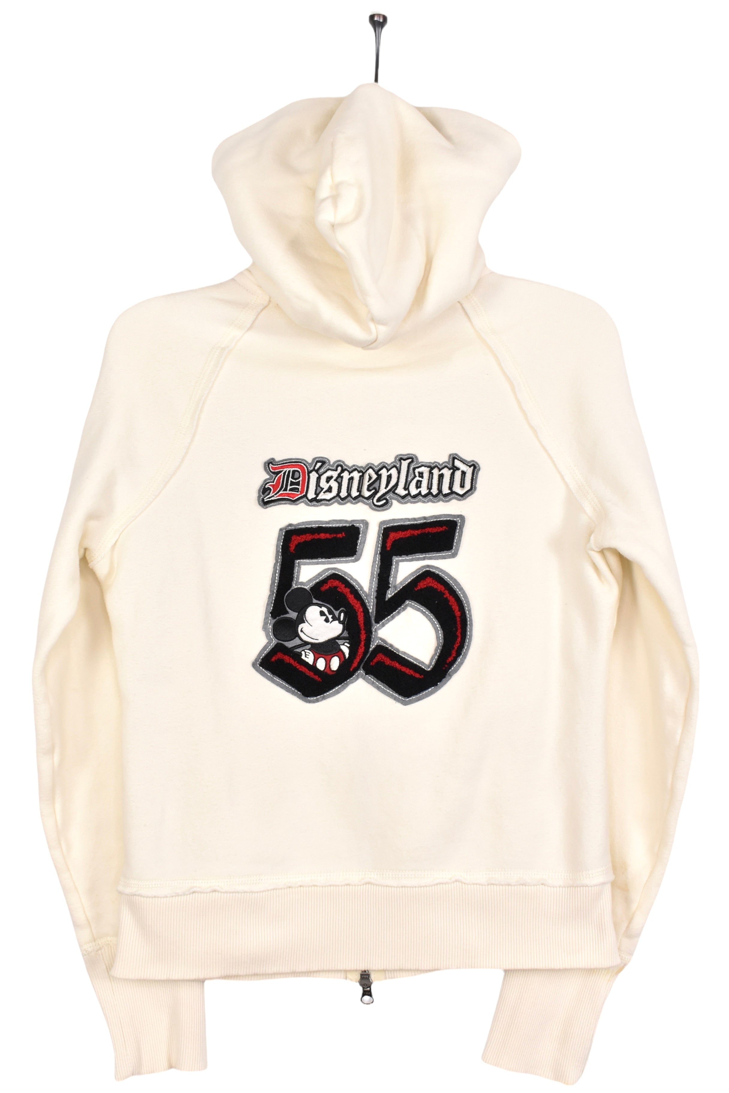 Women's vintage Disney hoodie, cream embroidered sweatshirt - AU XS DISNEY / CARTOON