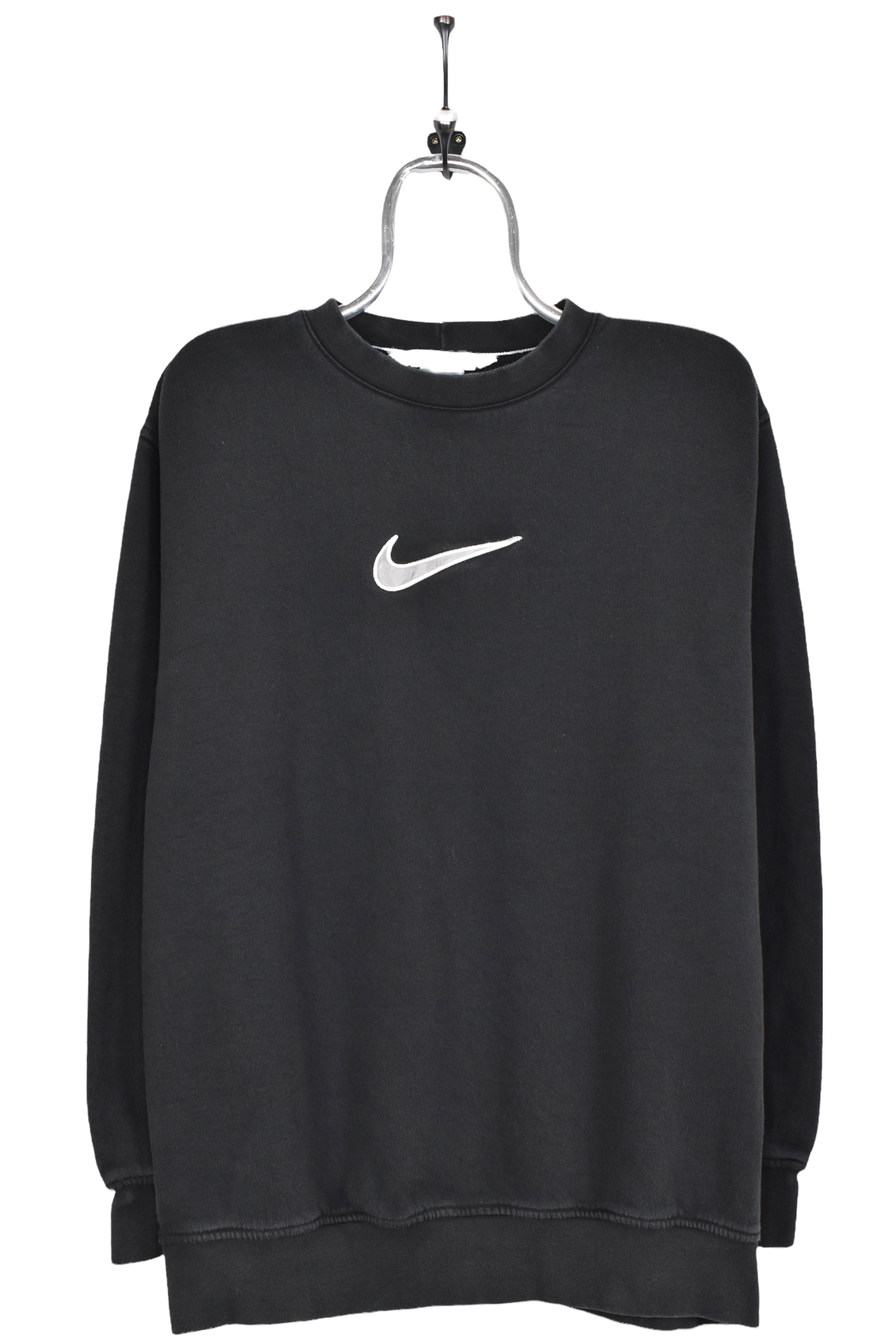 Vintage Nike sweatshirt, black centre swoosh embroidered crewneck - AU Large NIKE