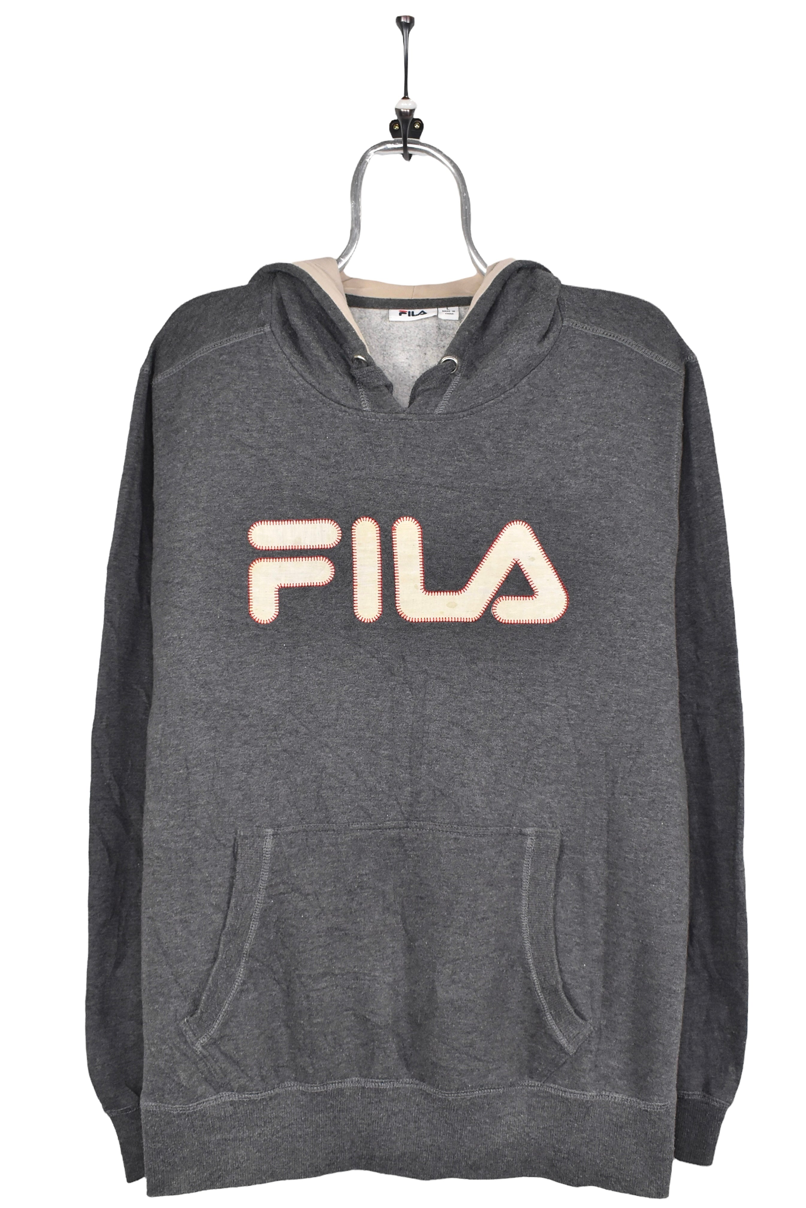 Vintage Fila hoodie, grey graphic sweatshirt - AU Large FILA