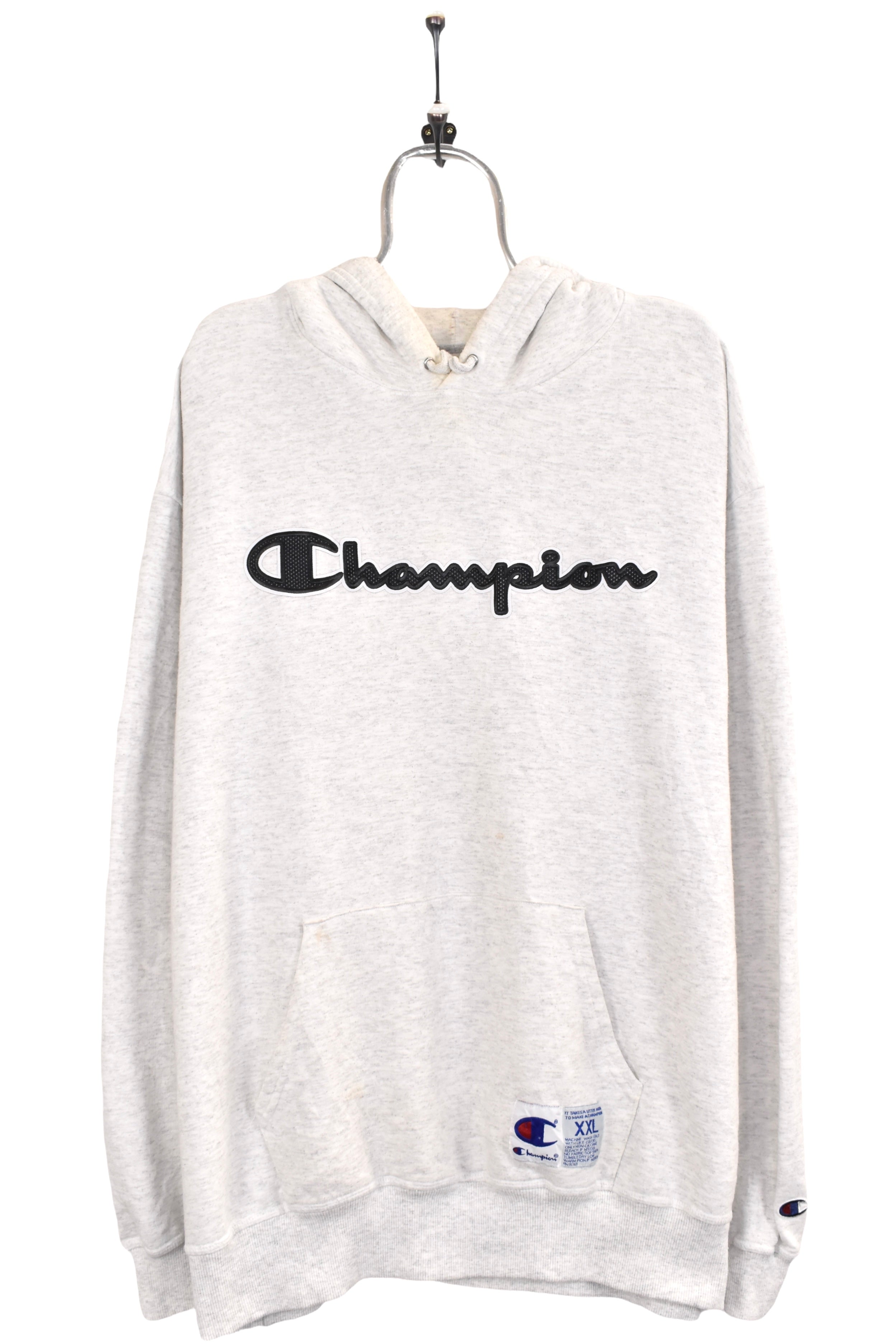 Vintage Champion hoodie, white graphic sweatshirt - AU XXL CHAMPION