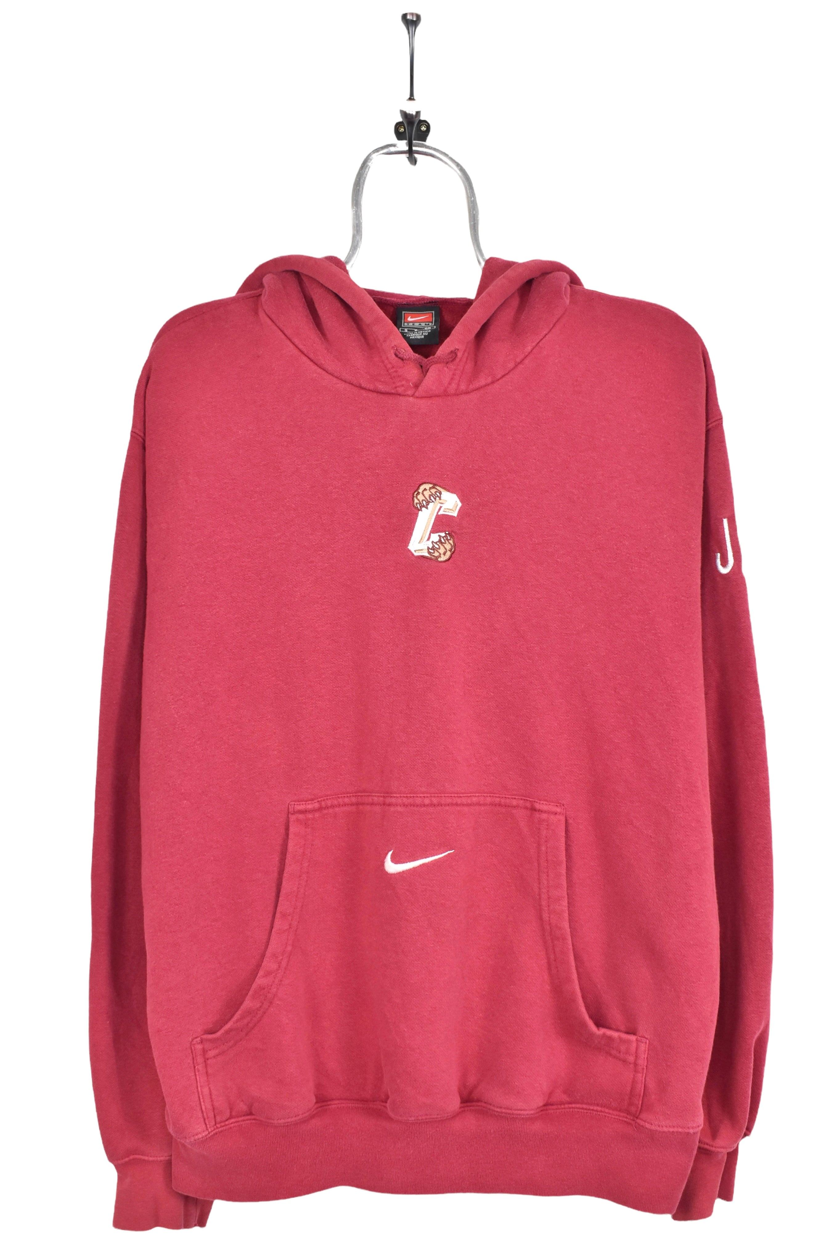 Vintage Nike hoodie, burgundy embroidered sweatshirt - AU Medium NIKE