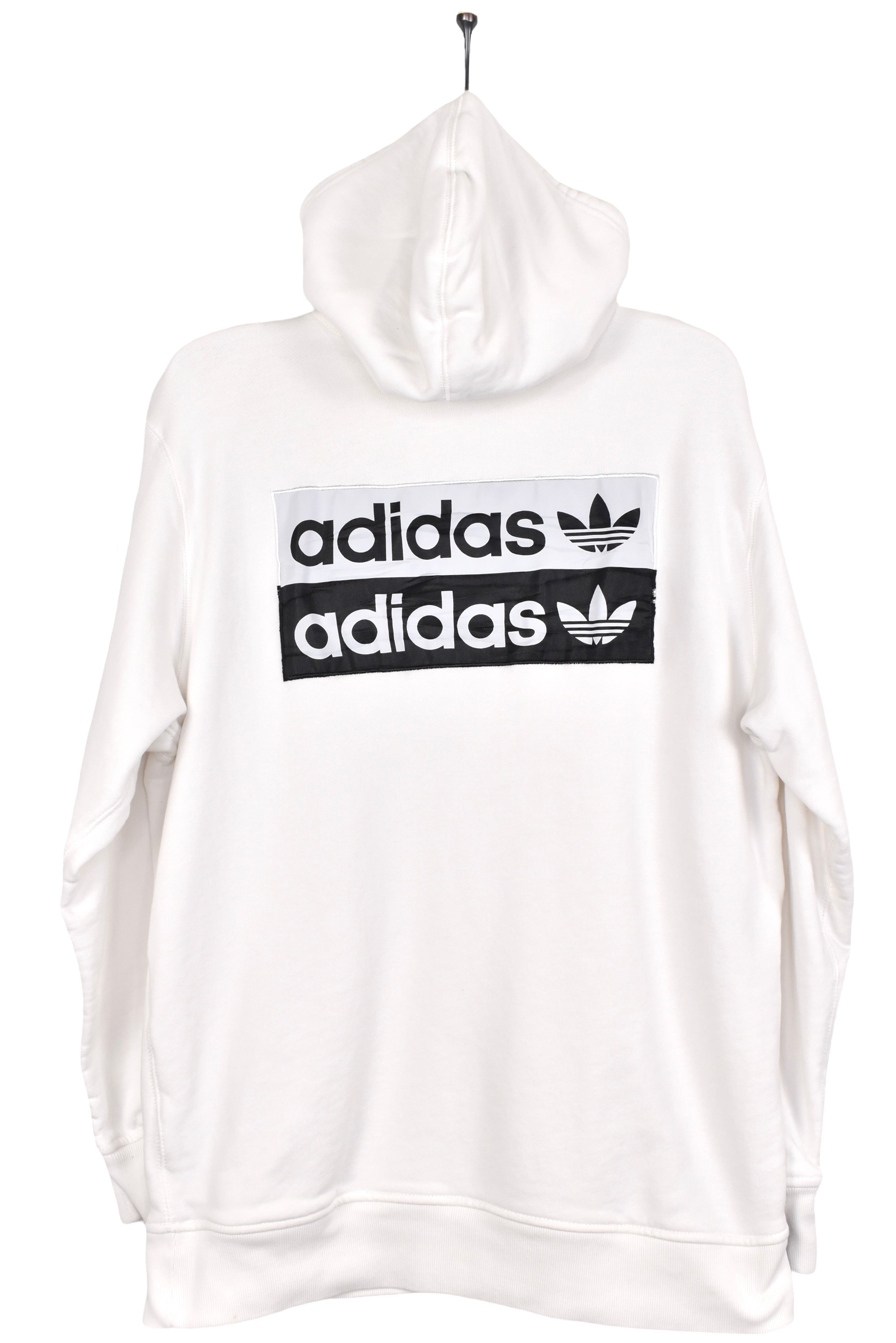 Modern Adidas hoodie, white embroidered sweatshirt - AU Medium ADIDAS