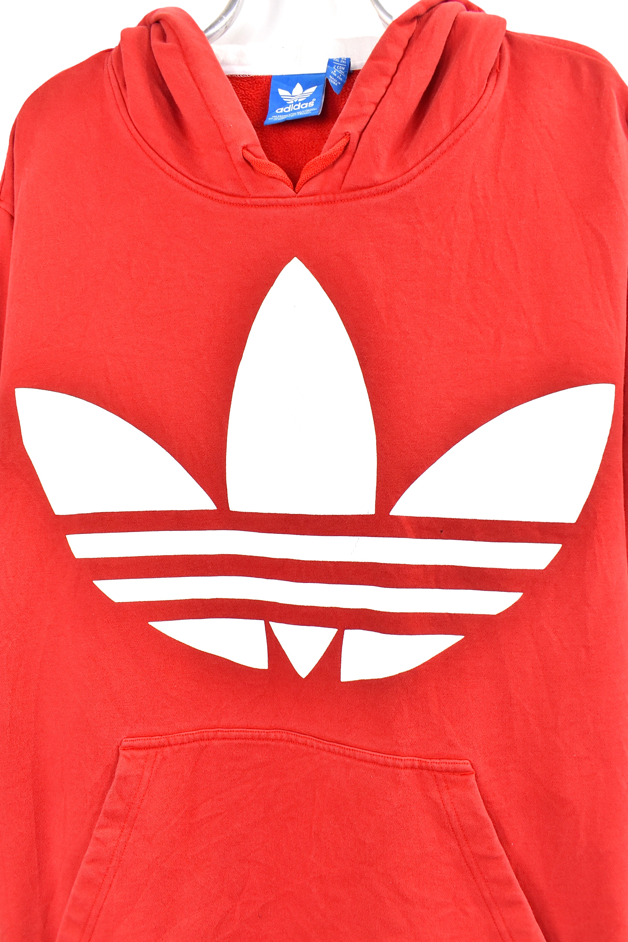 Vintage Adidas hoodie, red graphic sweatshirt - AU XXL ADIDAS