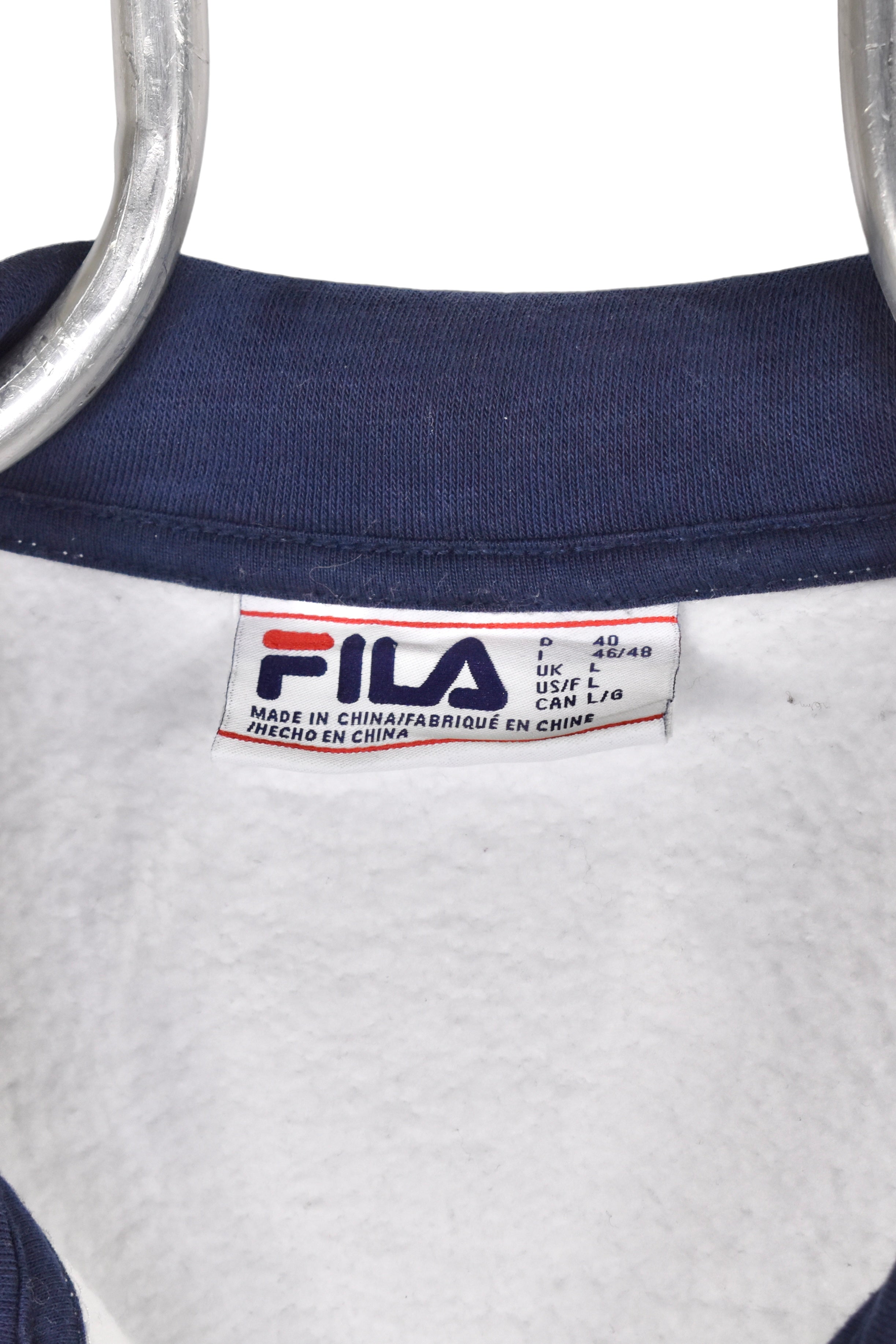 Women's vintage Fila sweatshirt, white embroidered 1/4 zip - AU Medium