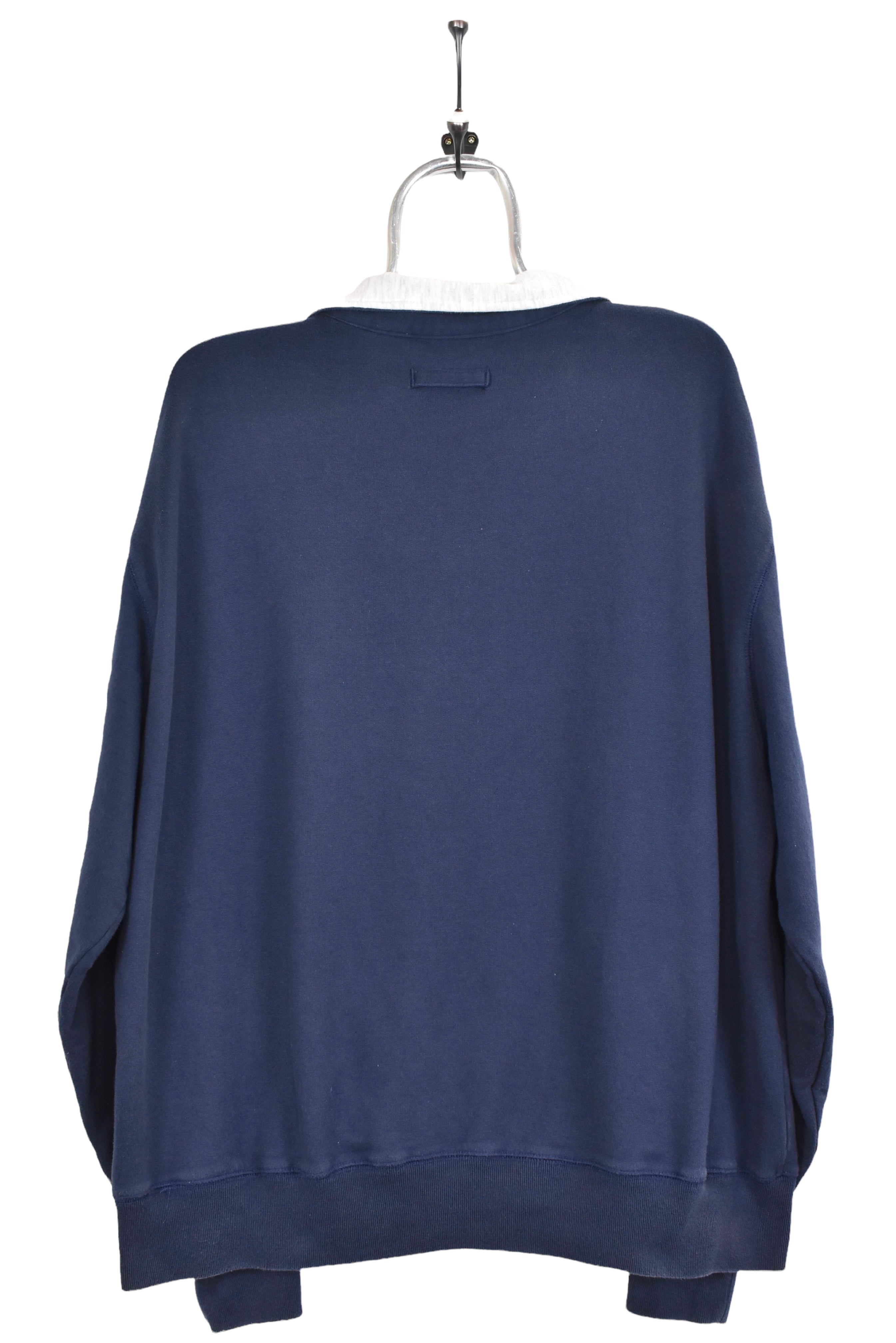 Vintage Champion sweatshirt, navy blue embroidered 1/4 zip jumper - AU XL CHAMPION