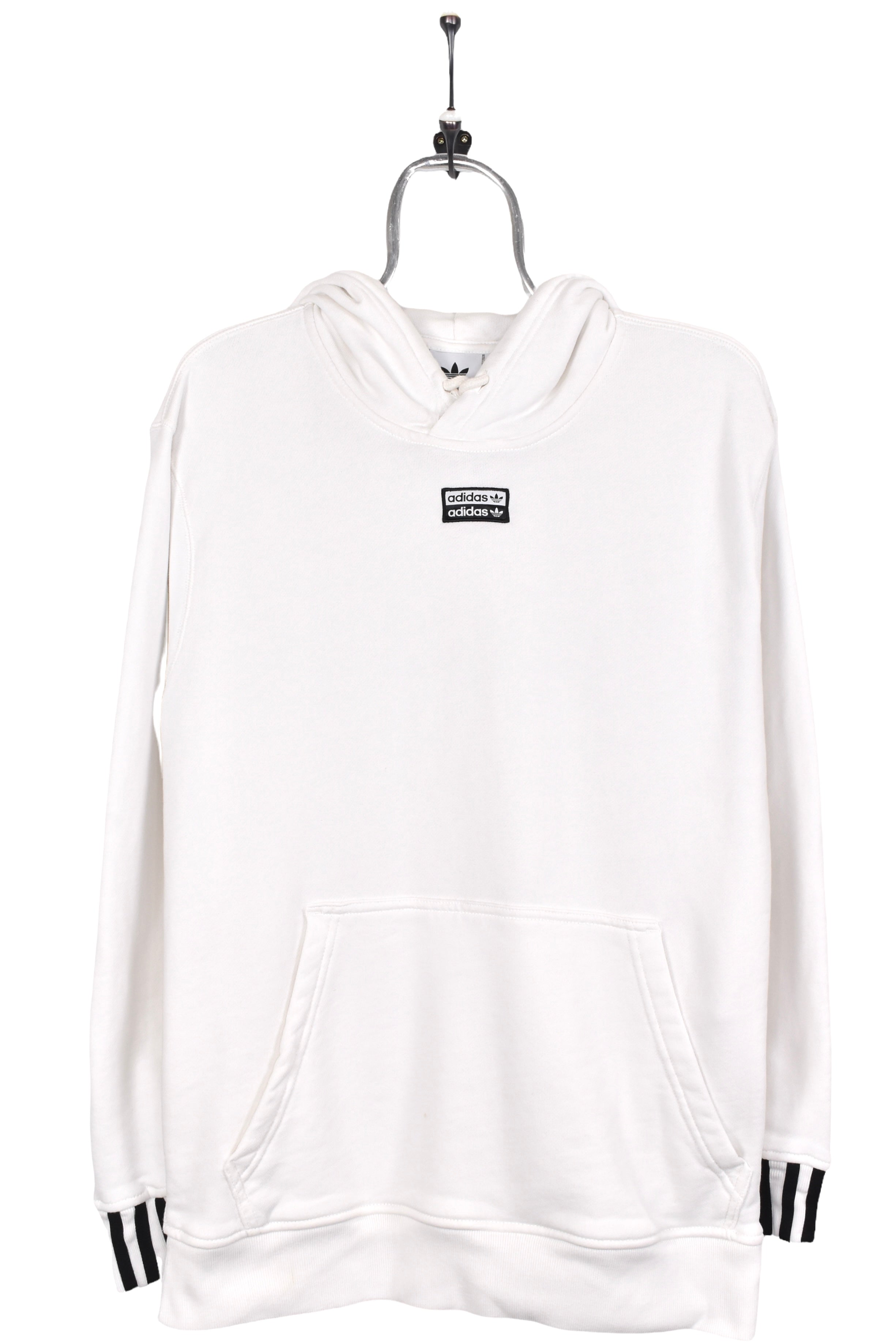 Modern Adidas hoodie, white embroidered sweatshirt - AU Medium ADIDAS