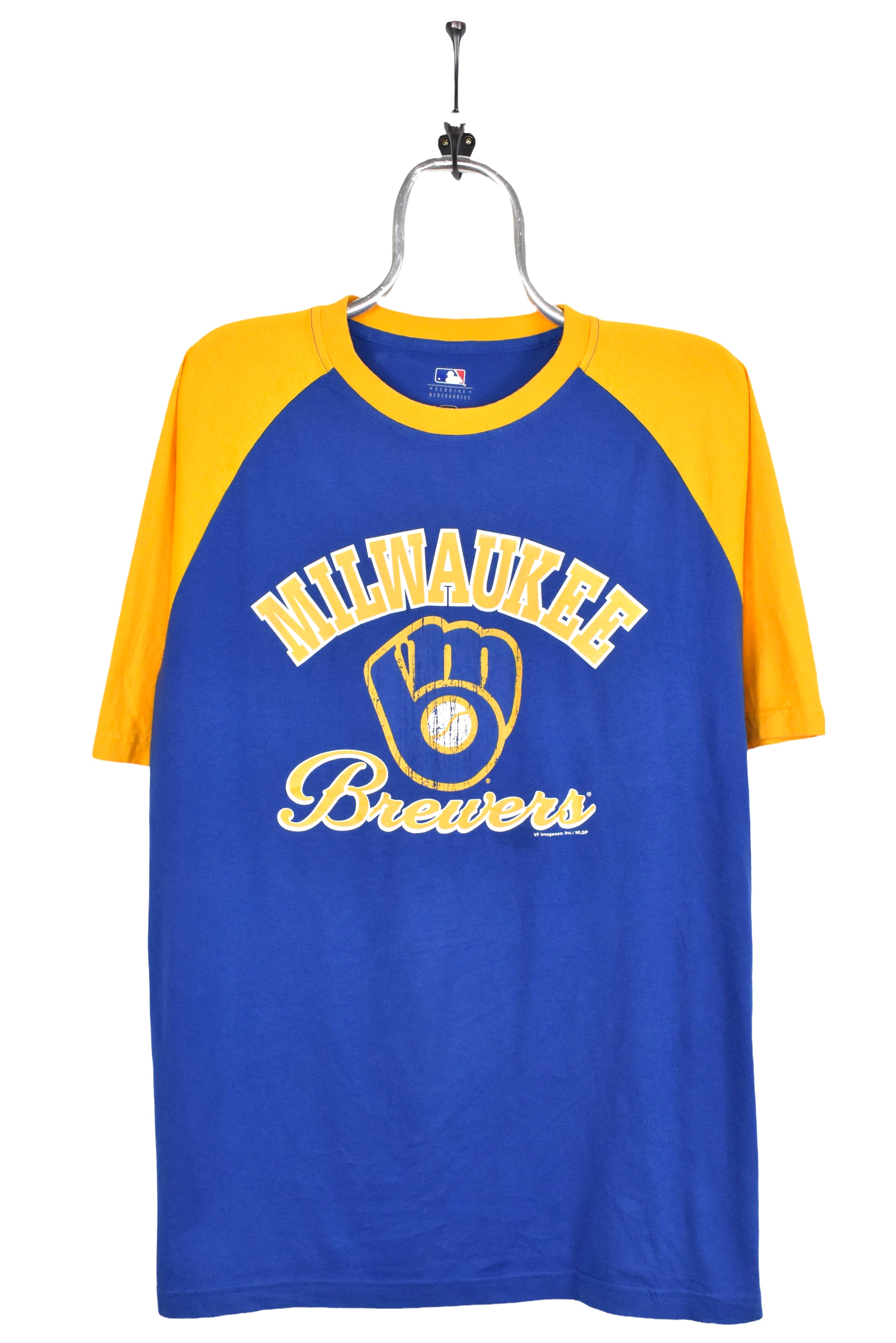 Modern Milwaukee Brewers shirt, MLB blue graphic tee - AU Large PRO SPORT