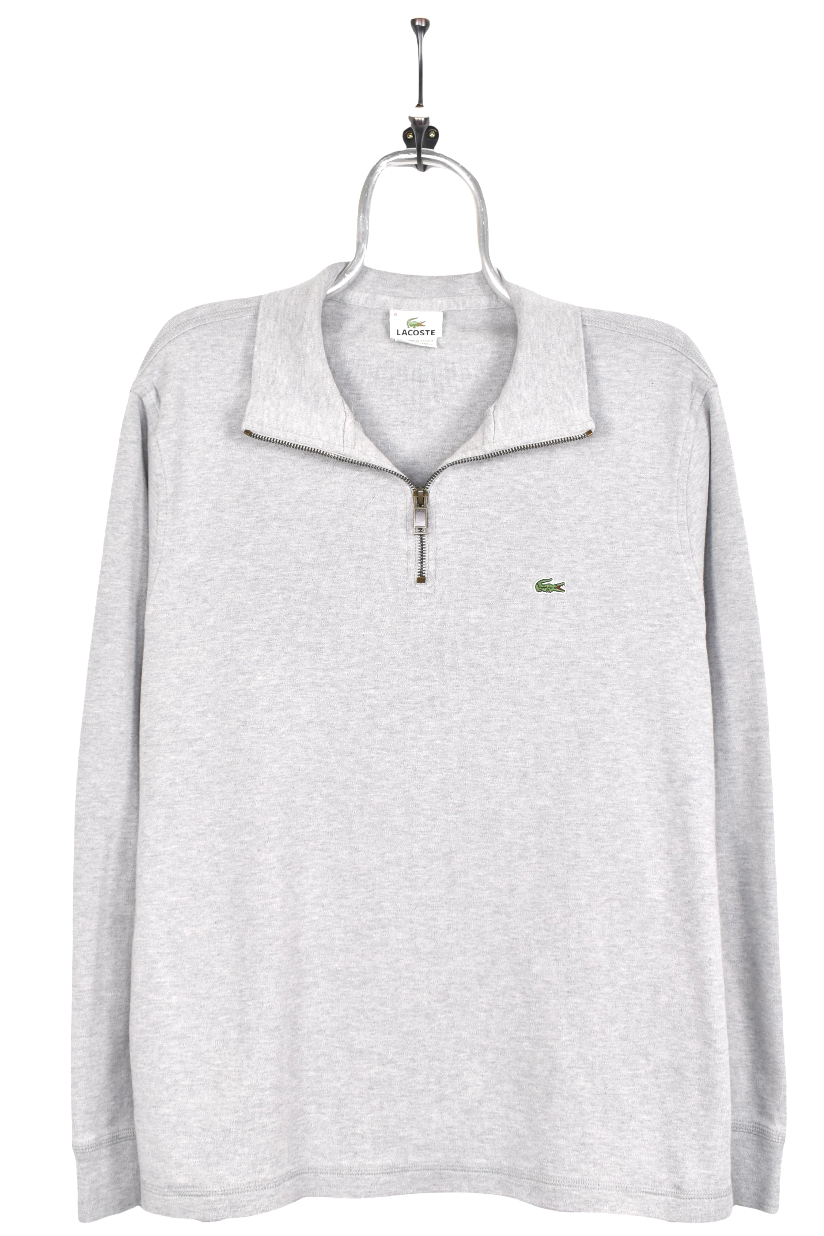 Vintage Lacoste sweatshirt, grey embroidered 1/4 zip jumper - AU L LACOSTE