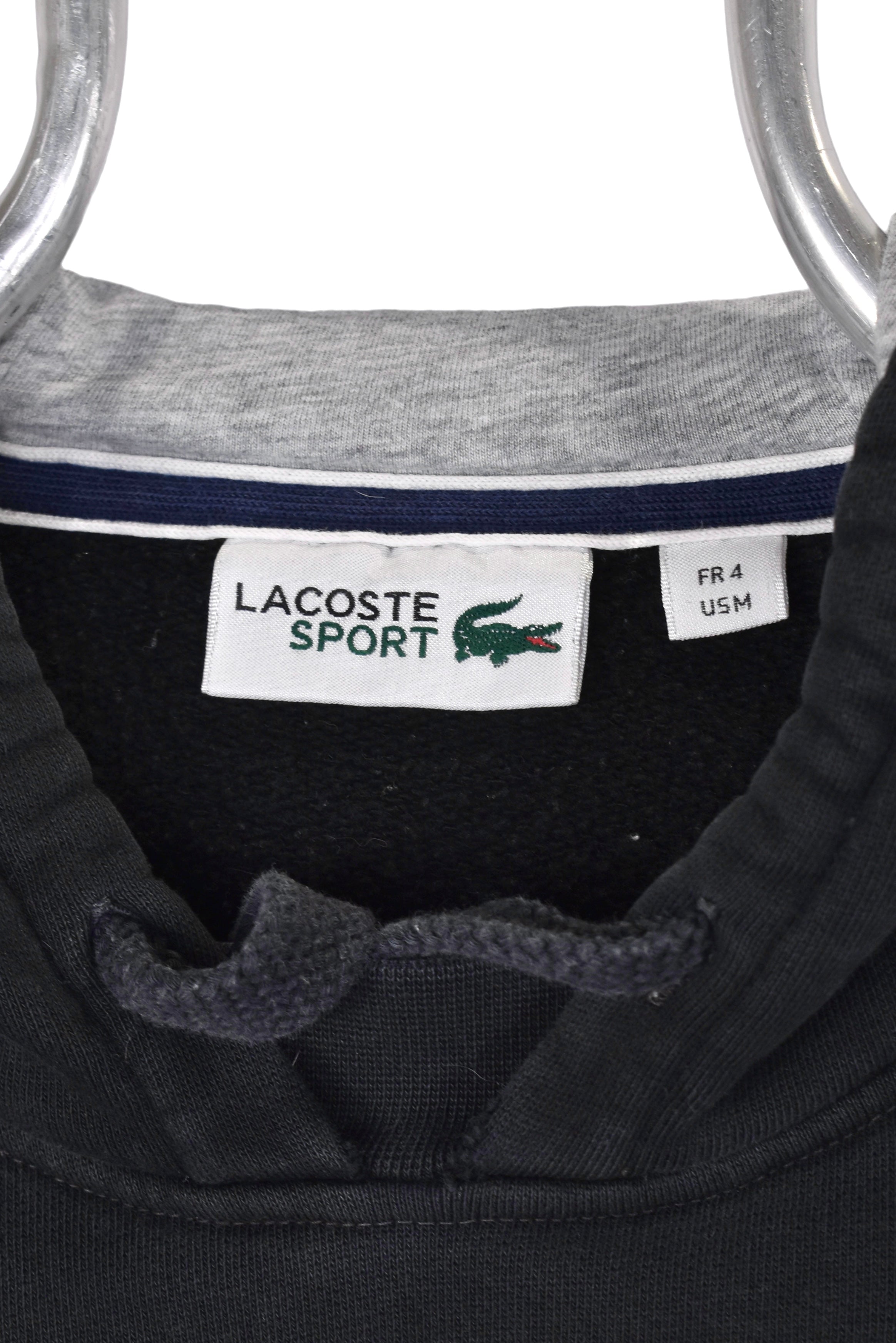 Vintage Lacoste hoodie, black basic sweatshirt - Medium