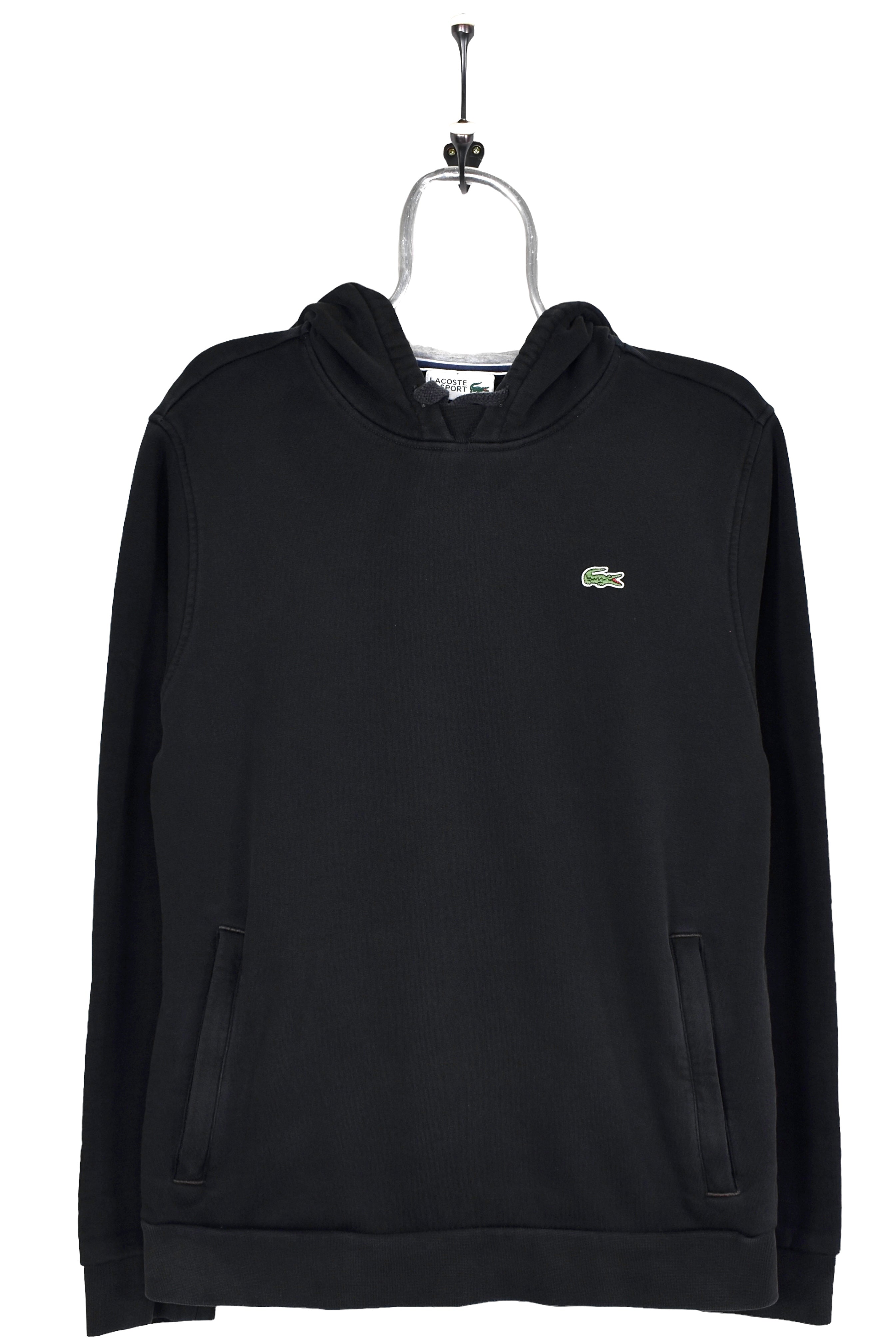 Vintage Lacoste hoodie, black basic sweatshirt - Medium