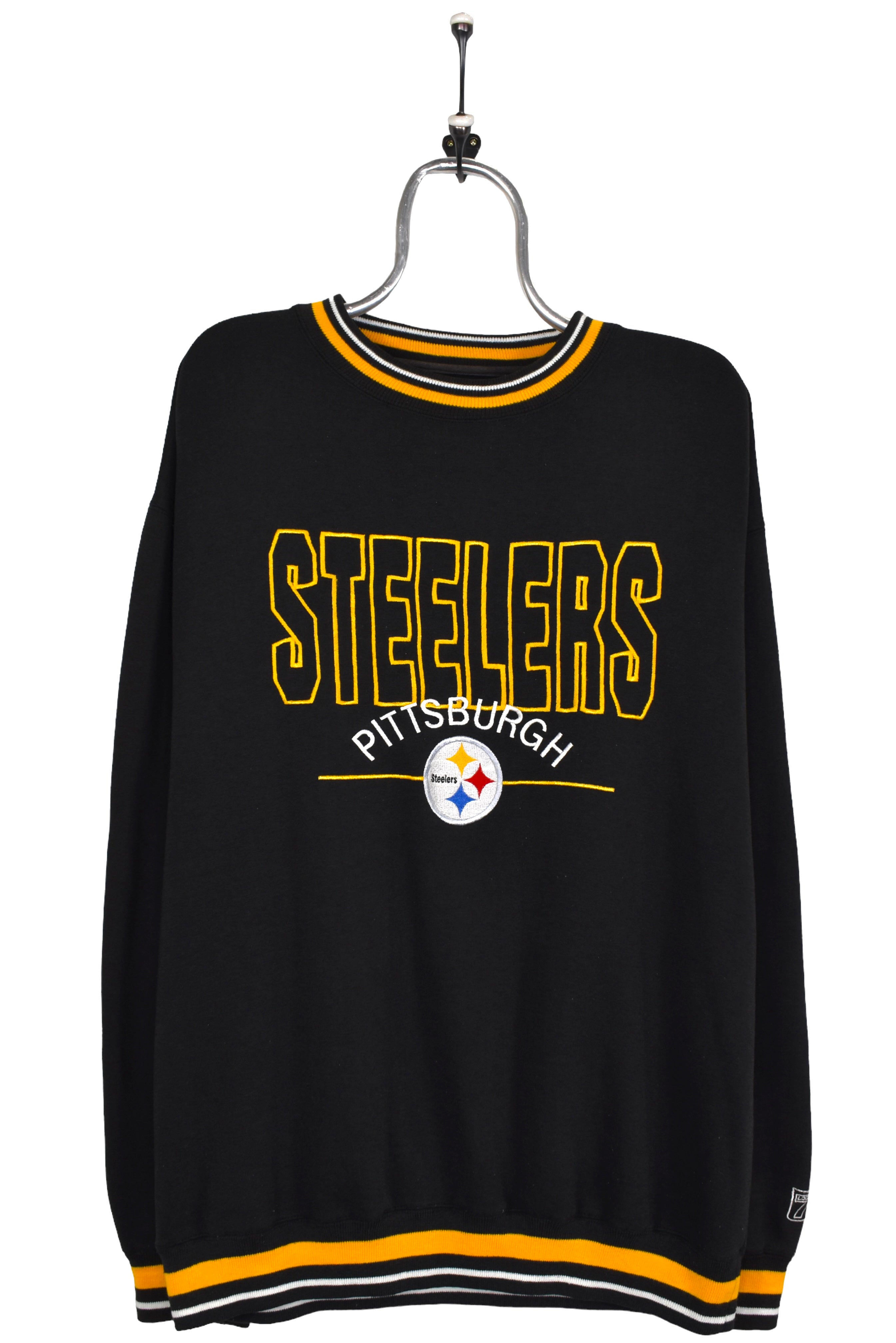 Vintage Pittsburgh Steelers sweatshirt, NFL black embroidered crewneck - XL