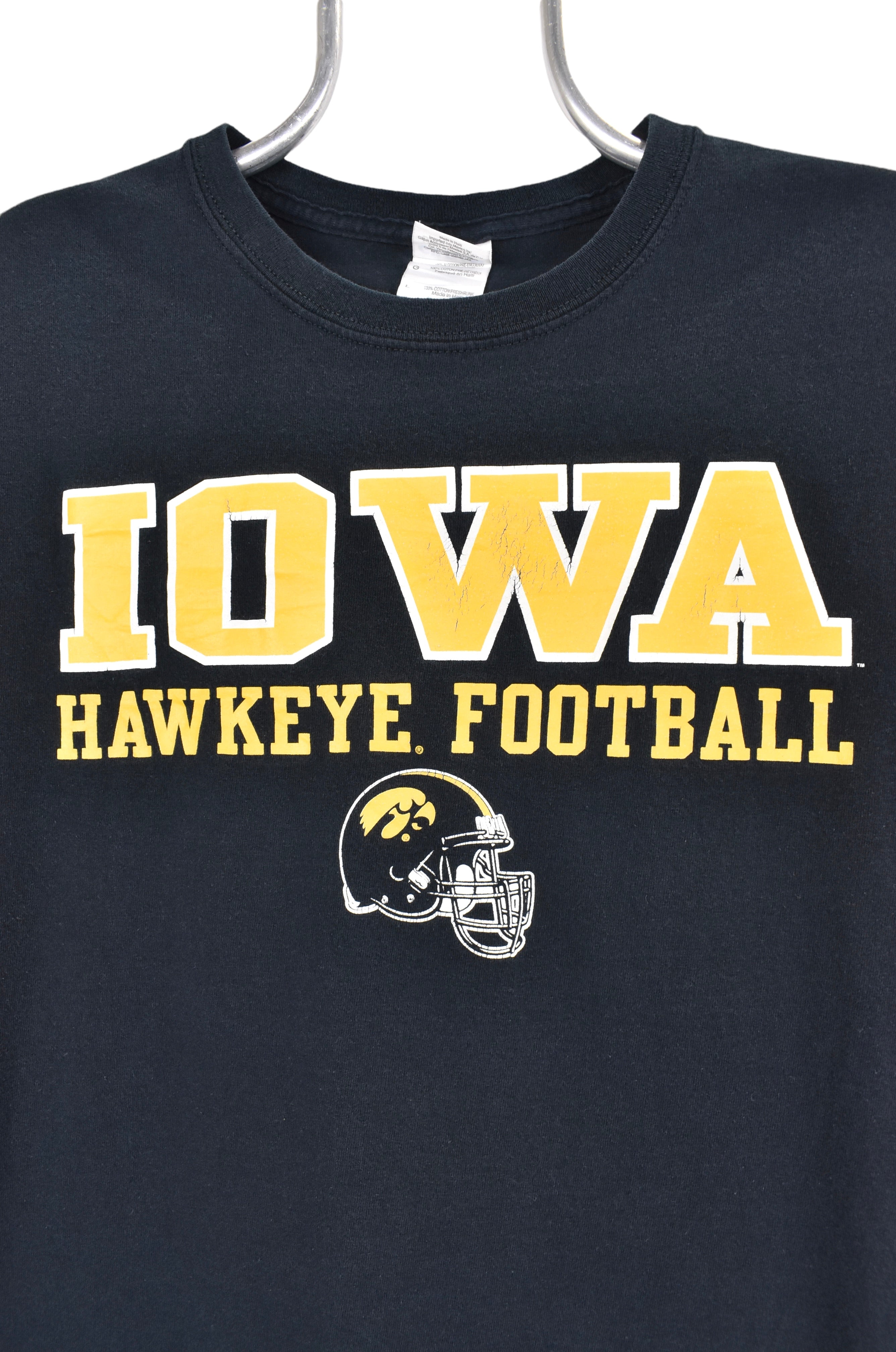 Vintage University of Iowa shirt, Hawkeye football black graphic tee - AU Large COLLEGE