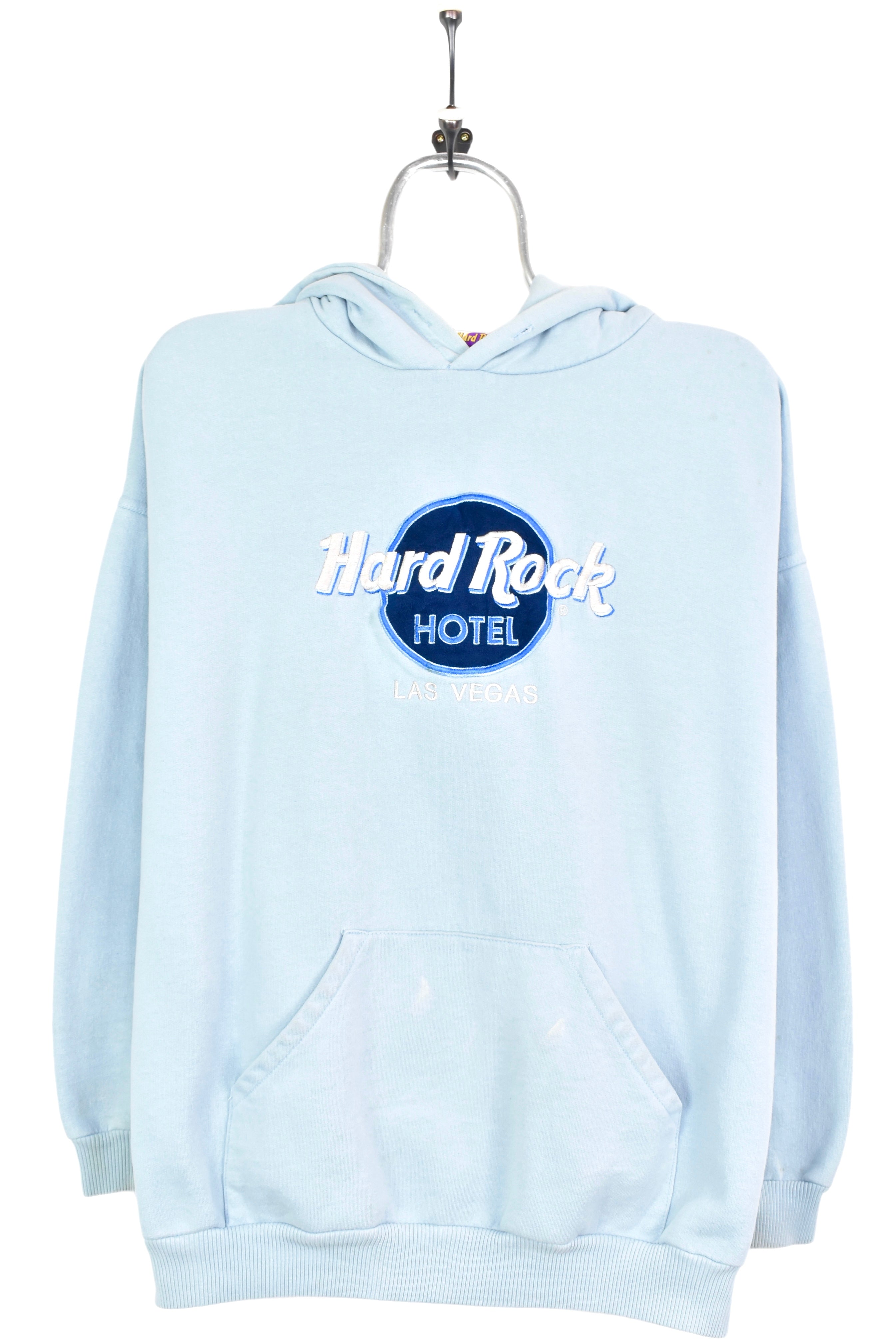 Vintage Hard Rock Cafe hoodie, blue embroidered sweatshirt - AU Large HARD ROCK CAFE