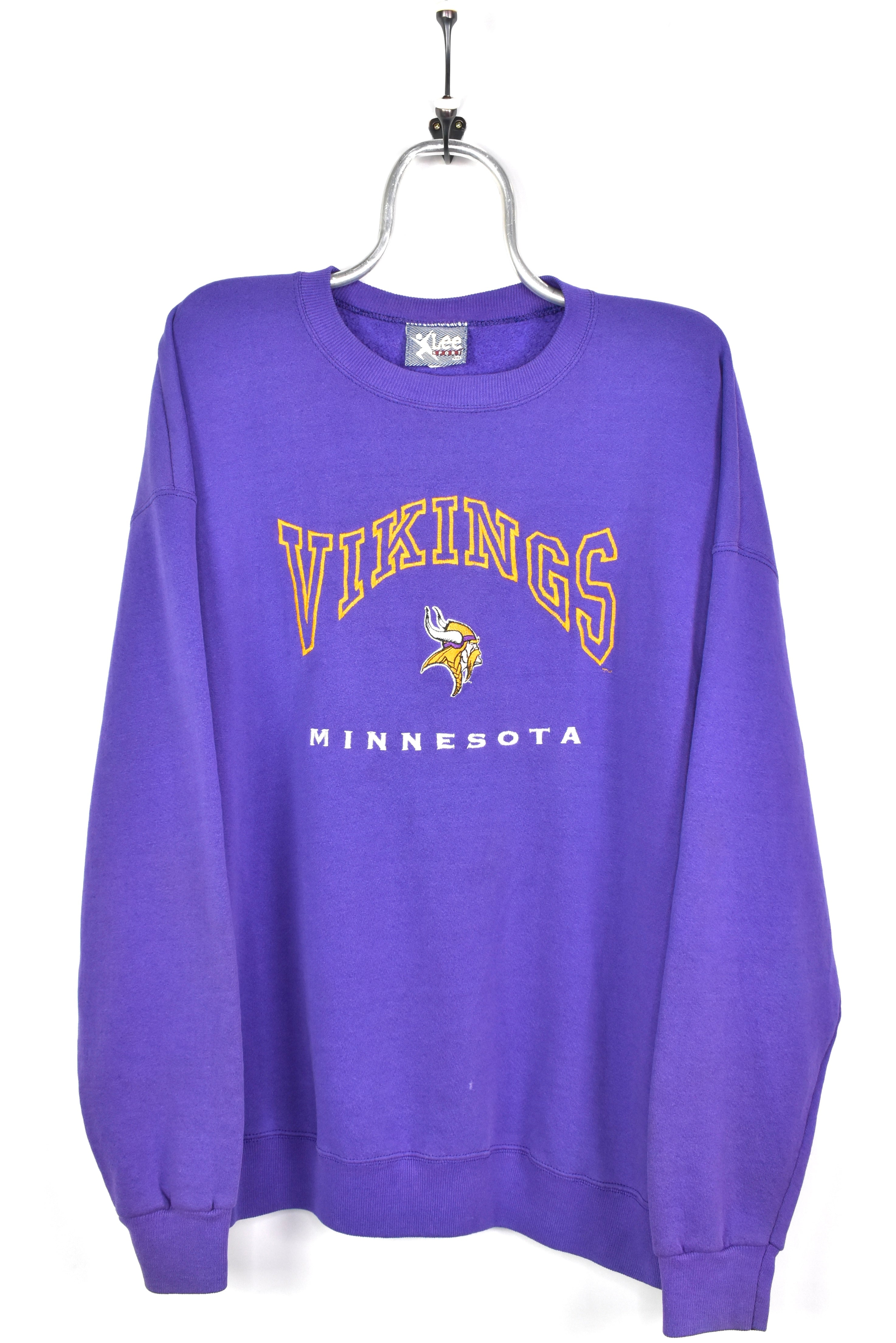 VINTAGE NFL MINNESOTA VIKINGS EMBROIDERED PURPLE SWEATSHIRT | XXL PRO SPORT