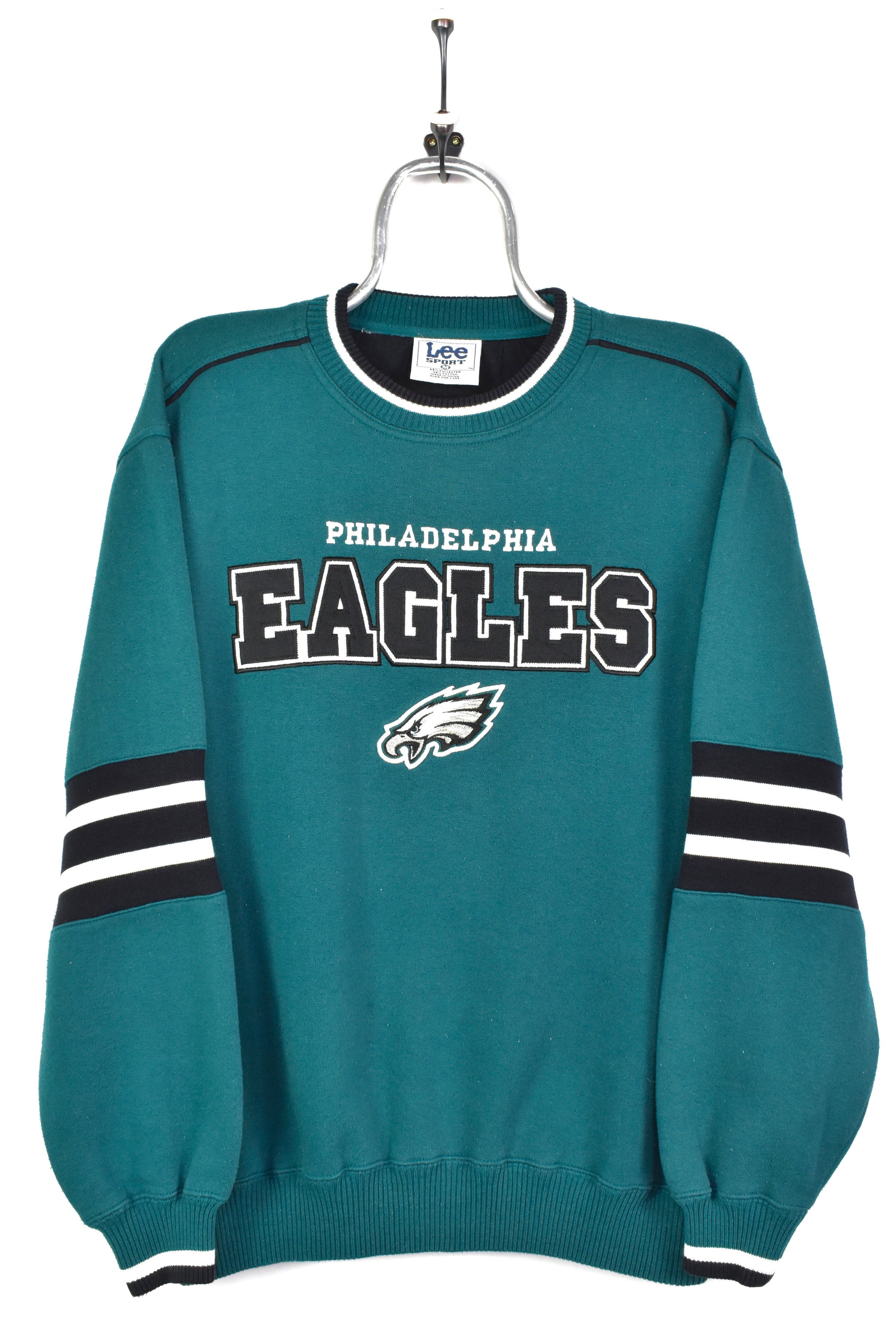 VINTAGE NFL PHILADELPHIA EAGLES EMBROIDERED GREEN SWEATSHIRT | LARGE PRO SPORT