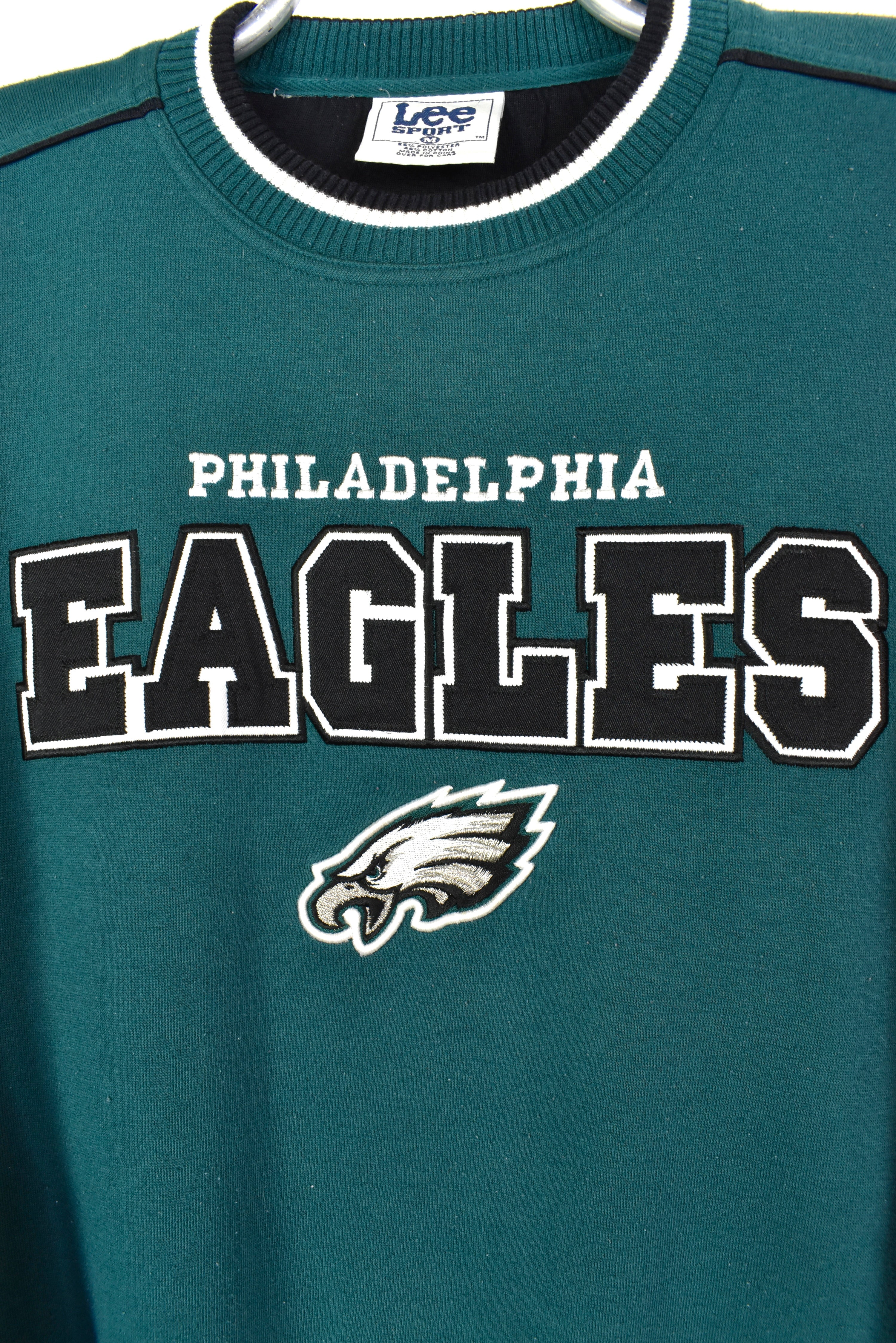 VINTAGE NFL PHILADELPHIA EAGLES EMBROIDERED GREEN SWEATSHIRT | LARGE PRO SPORT