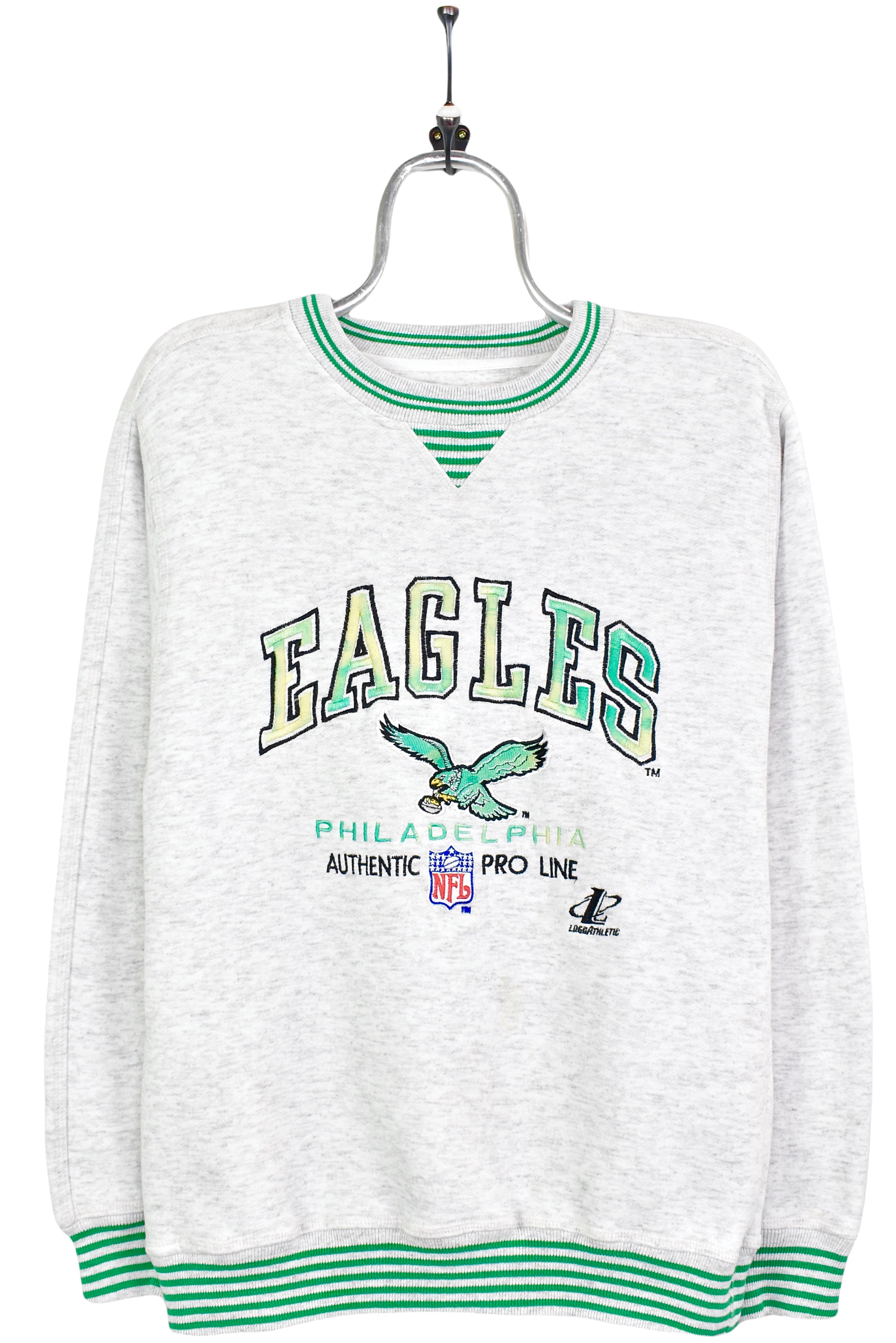 VINTAGE NFL PHILADELPHIA EAGLES EMBROIDERED GREY SWEATSHIRT | MEDIUM PRO SPORT