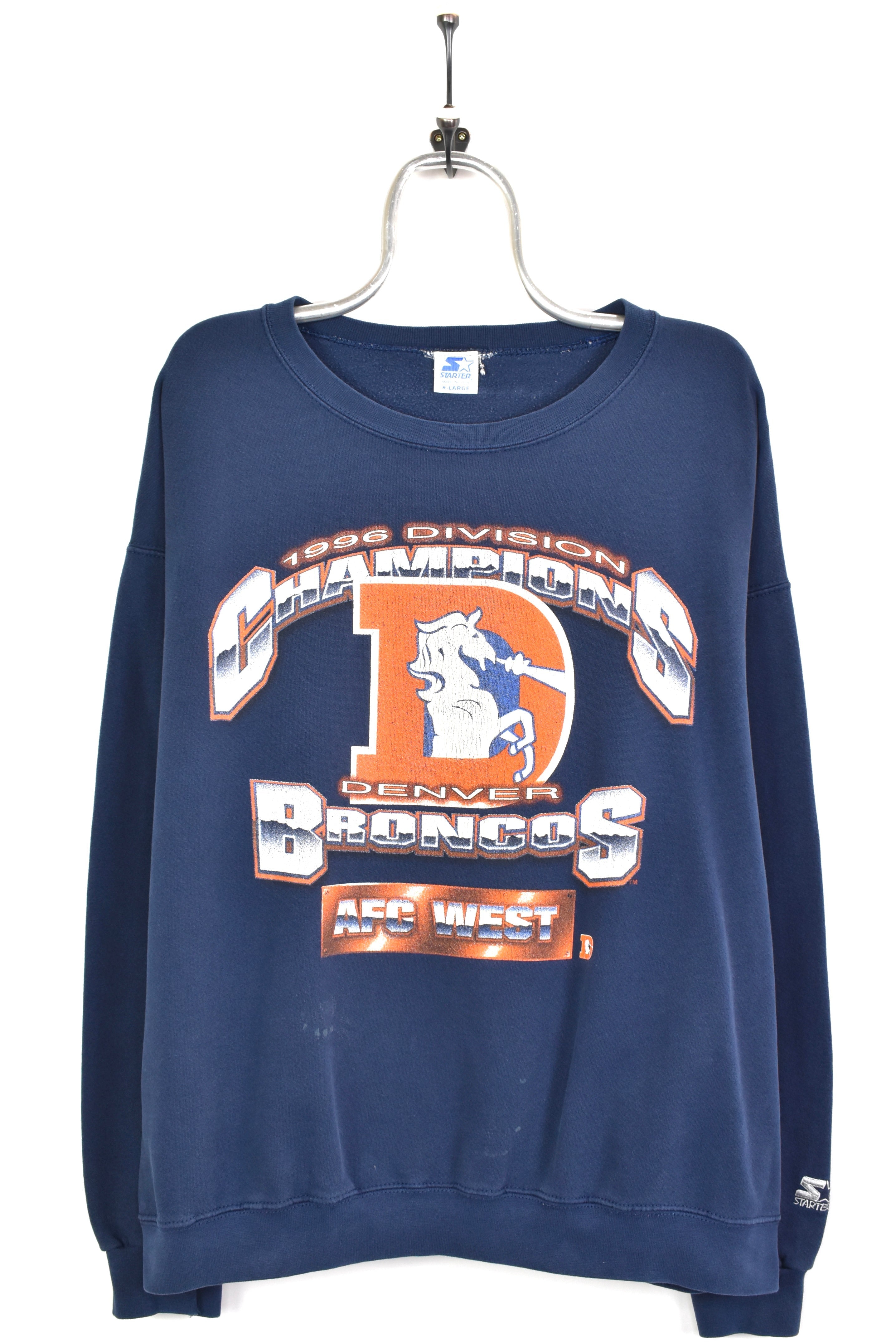 Vintage Denver Broncos sweatshirt, NFL navy blue graphic crewneck - XL