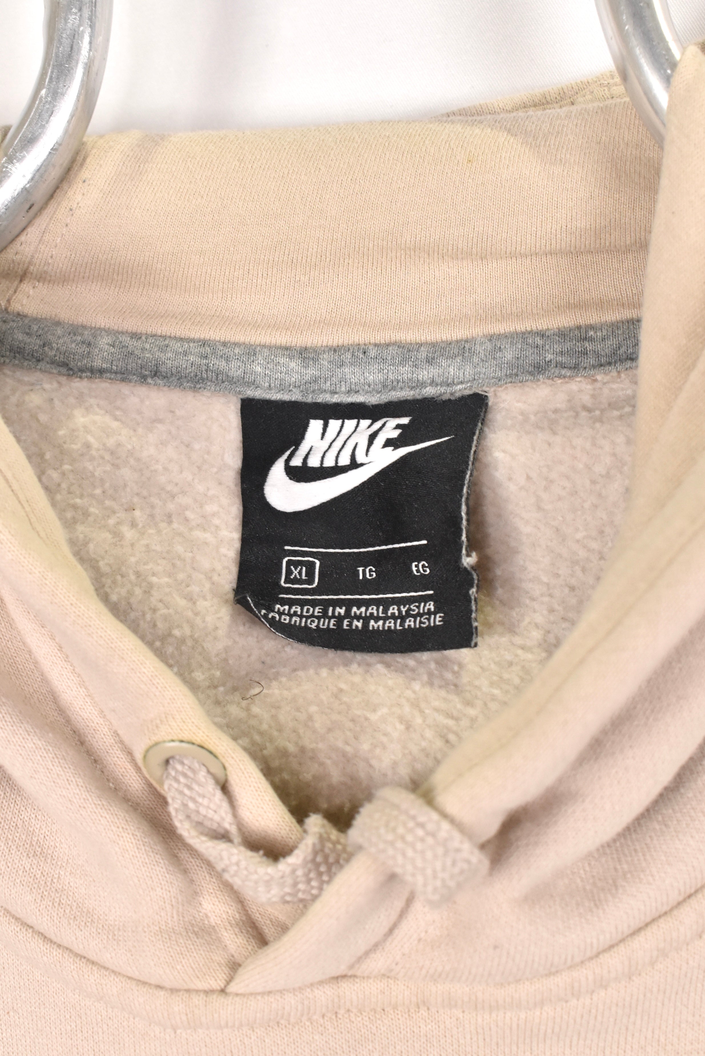 Vintage Nike hoodie, beige graphic sweatshirt - XL