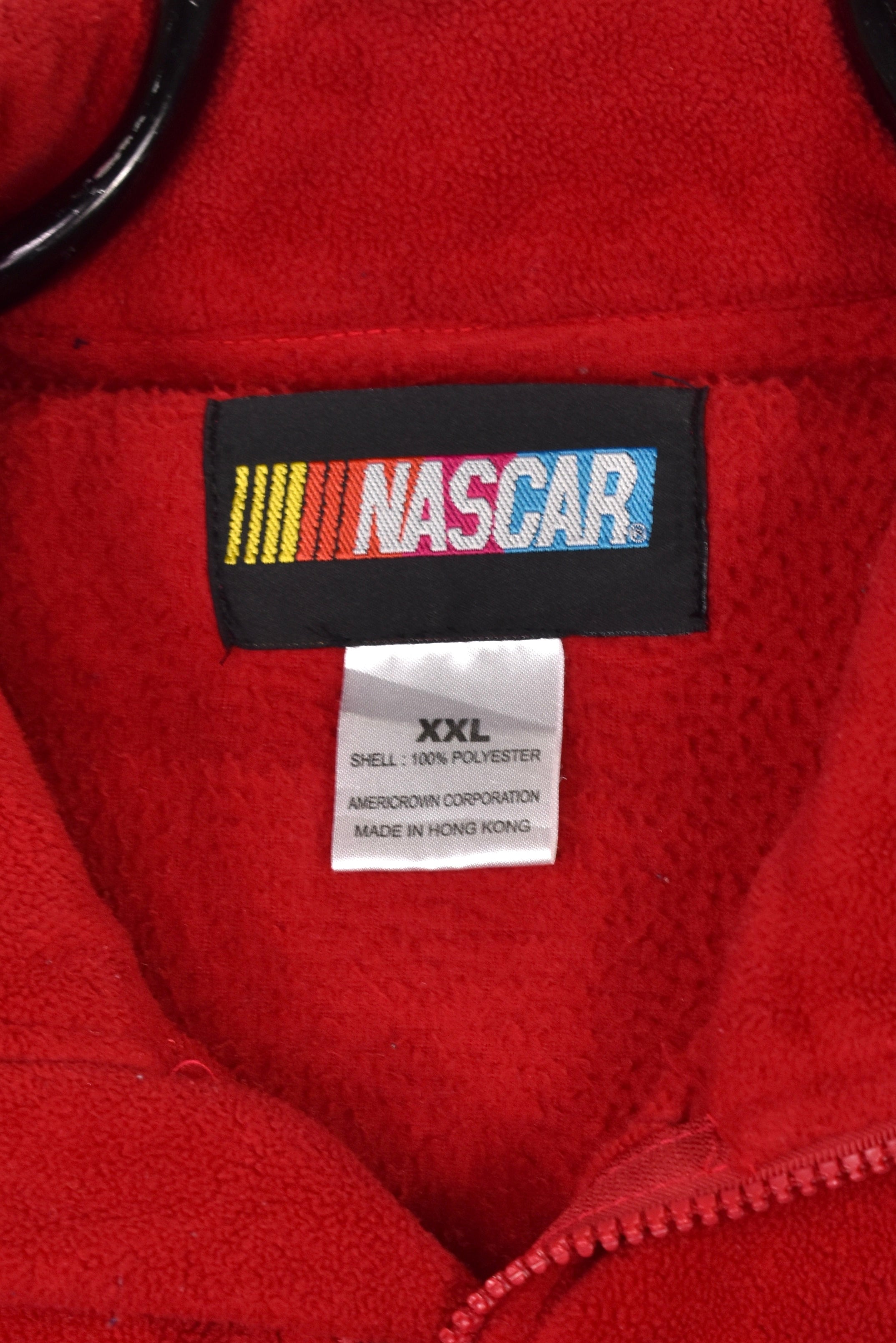 Vintage NASCAR fleece (XL), red embroidered quarter zip sweatshirt