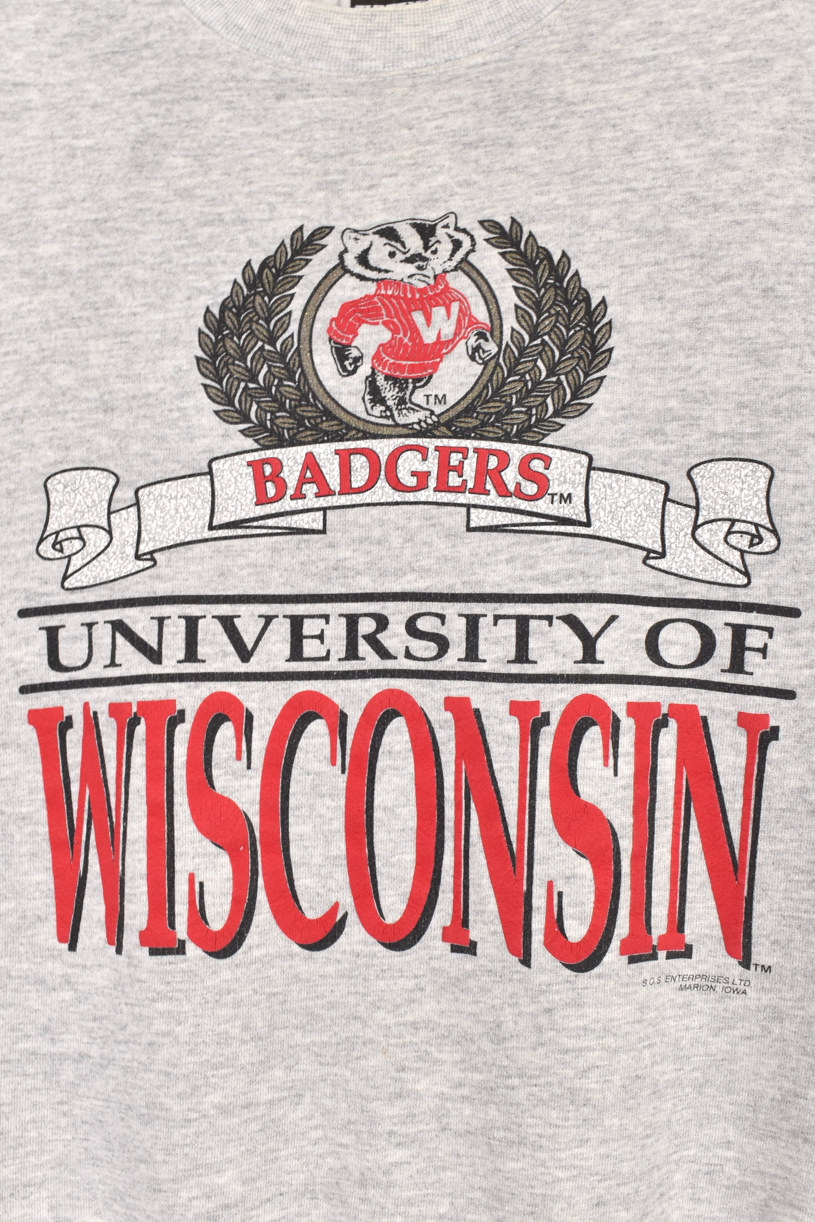 Vintage University of Wisconsin sweatshirt (L), grey graphic crewneck