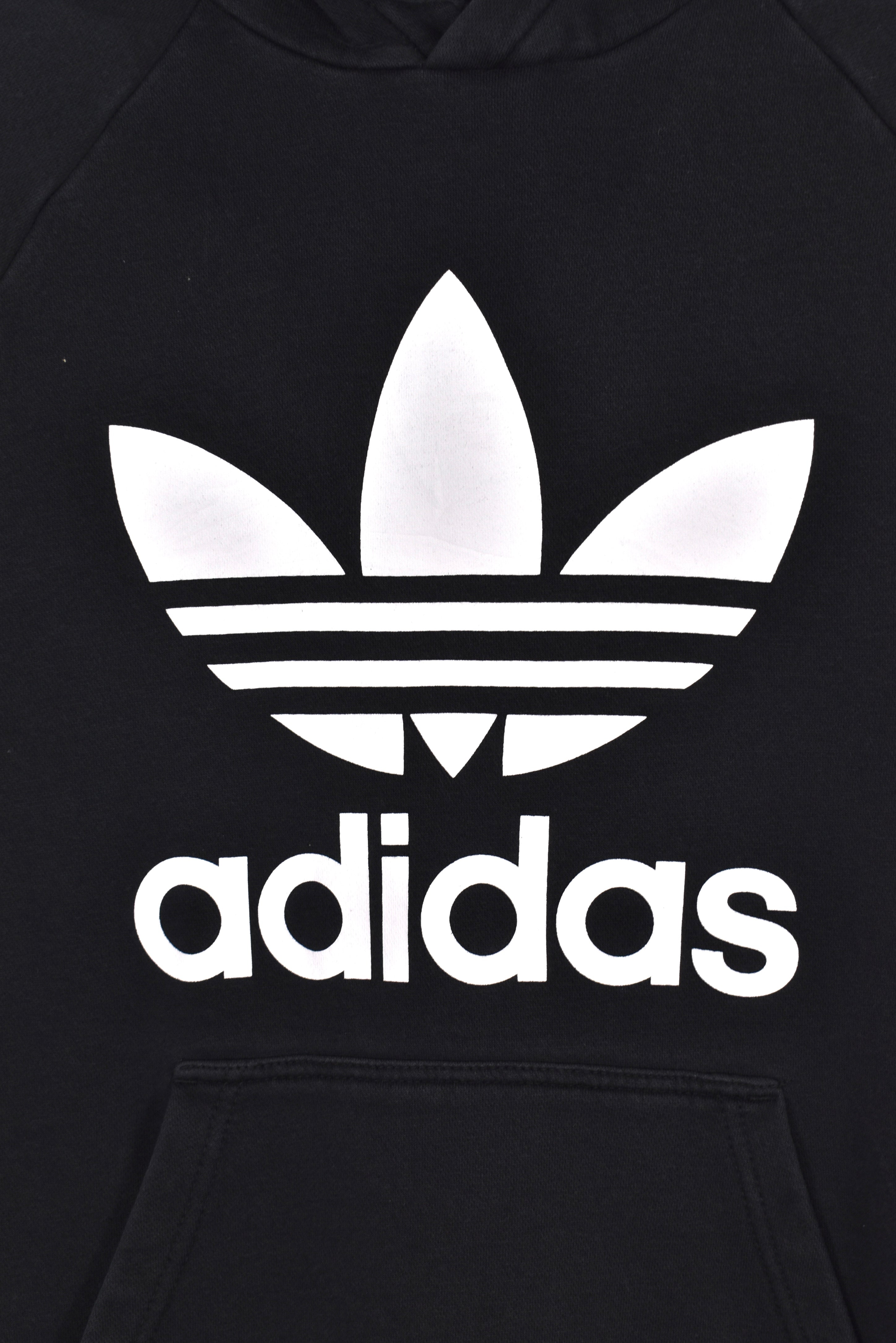 Modern Adidas hoodie (M), black graphic sweatshirt