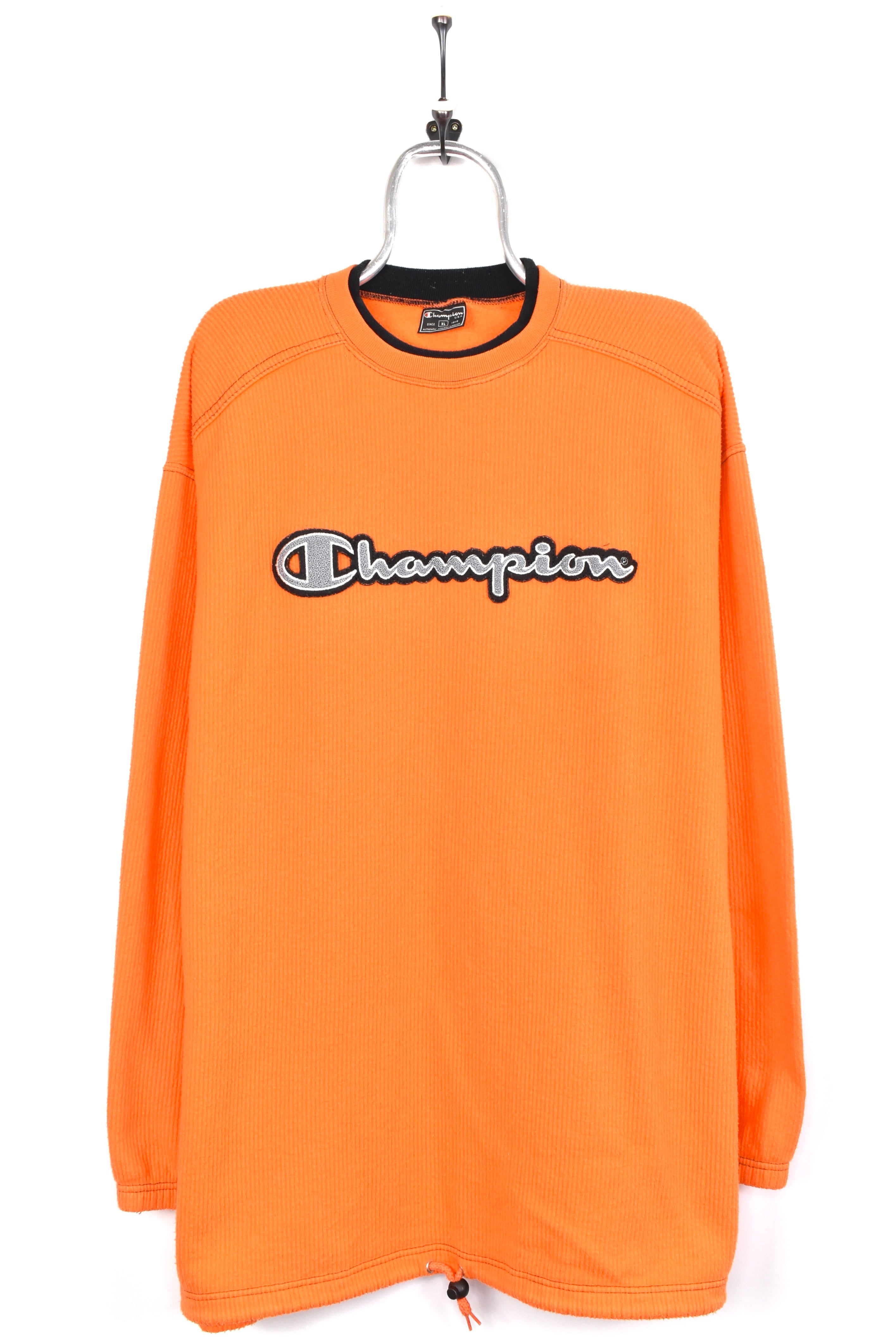 Vintage Champion sweatshirt, orange embroidered corduroy crewneck - AU XXL CHAMPION