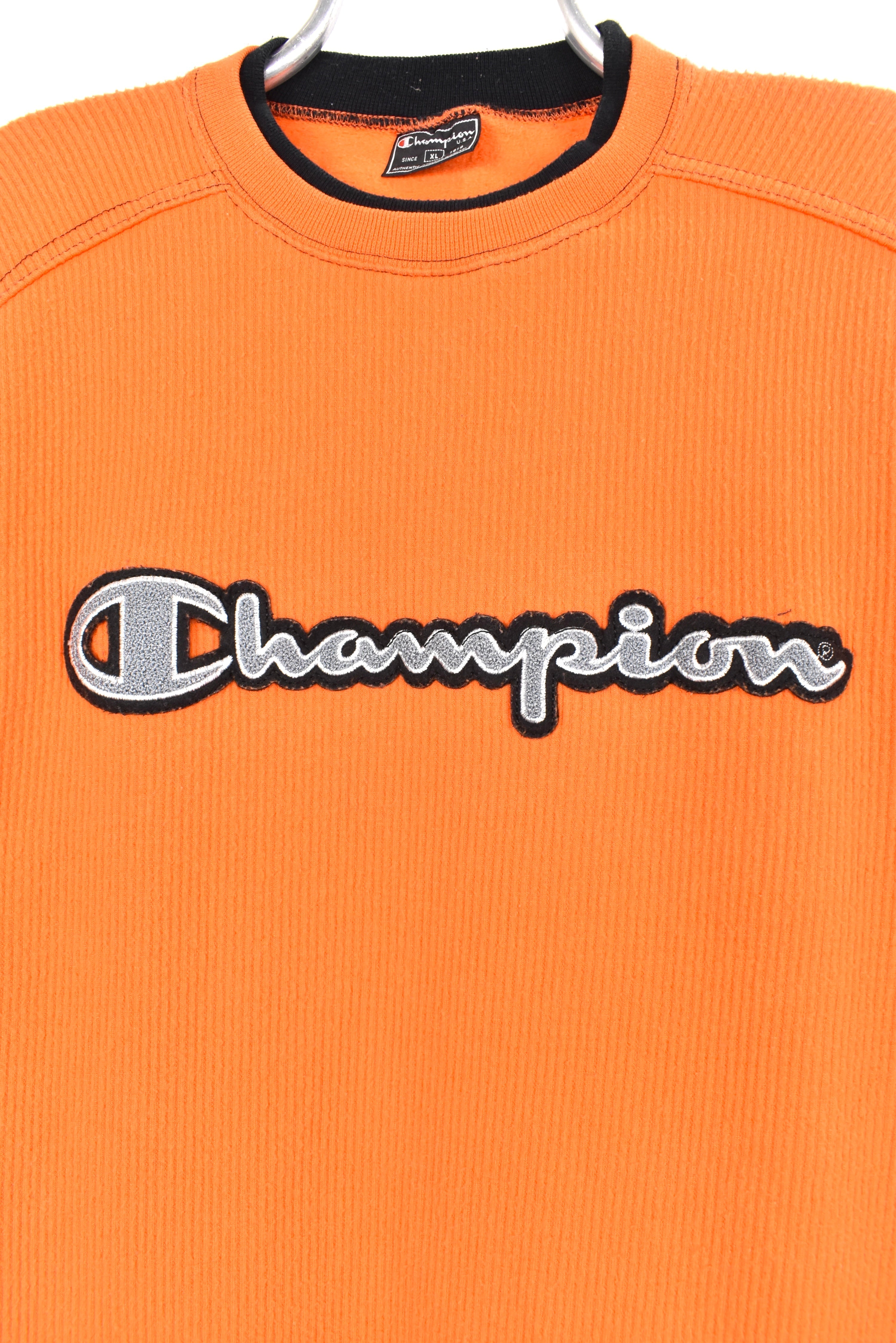 Vintage Champion sweatshirt, orange embroidered corduroy crewneck - XX