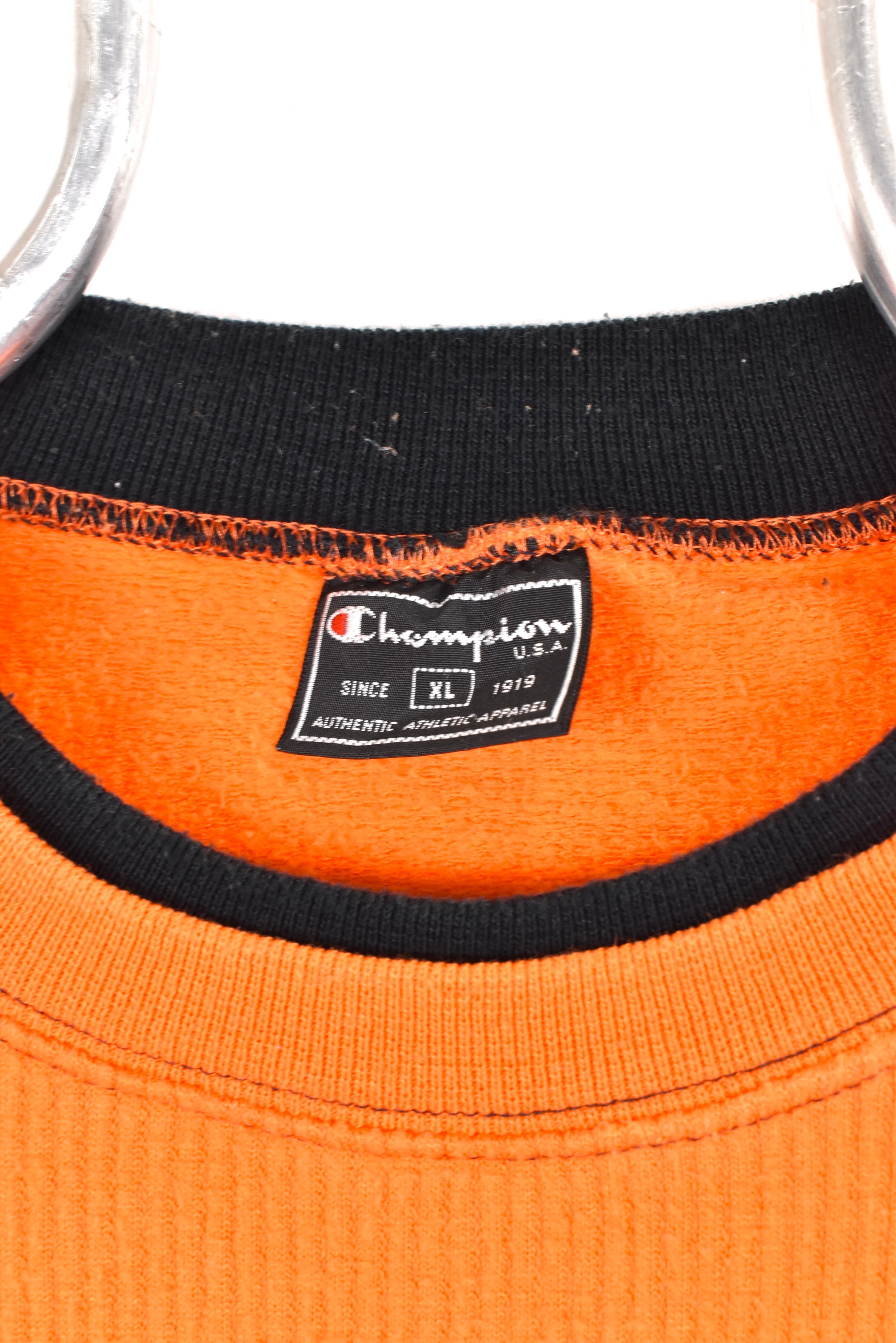 Vintage Champion sweatshirt, orange embroidered corduroy crewneck - AU XXL CHAMPION