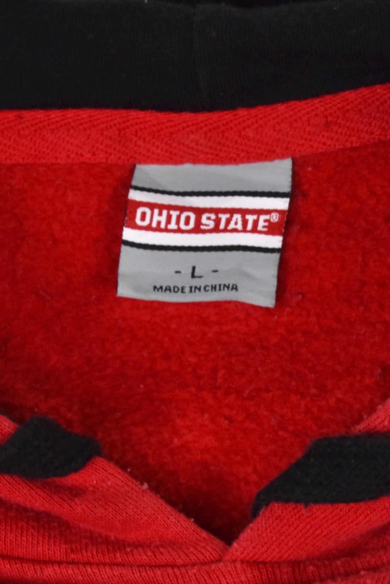 Vintage Ohio State University hoodie (L), red Buckeys graphic sweatshirt